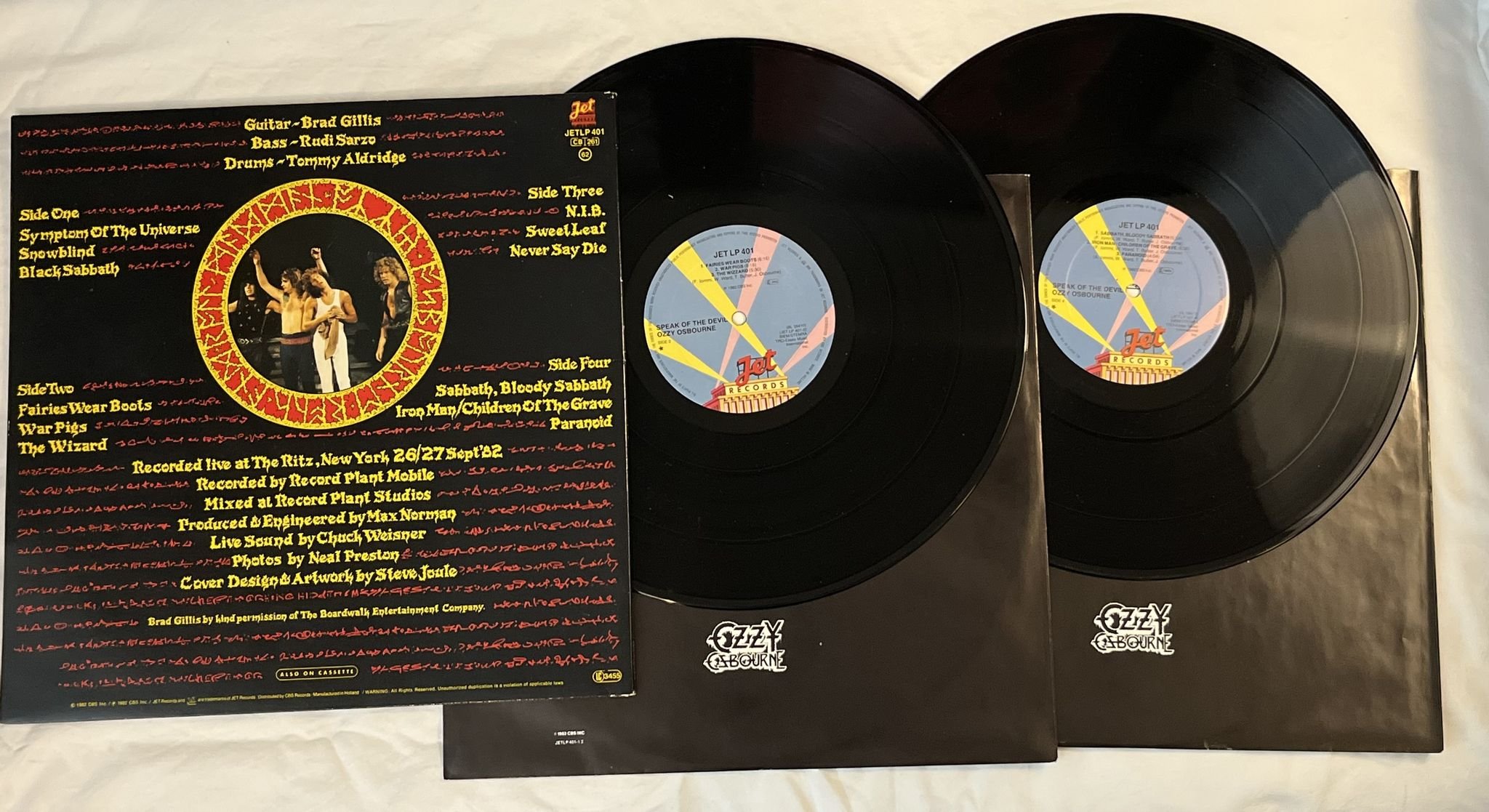 Omslagsbild för skivan OZZY OSBOURNE speak of the devil 2xLP -82 Hol JET LP 401