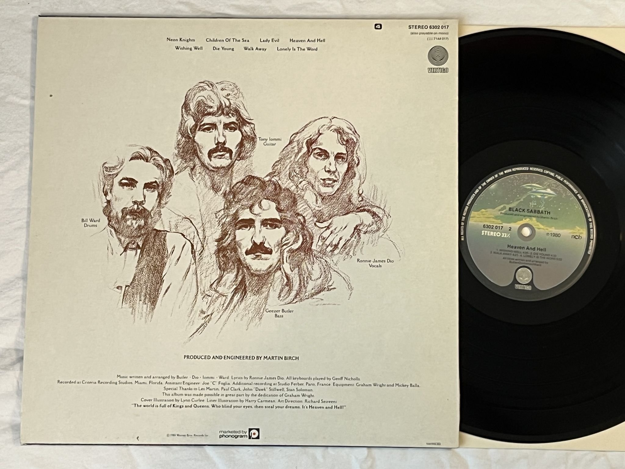 Omslagsbild för skivan BLACK SABBATH heaven and hell LP -80 ncb VERTIGO 6302017