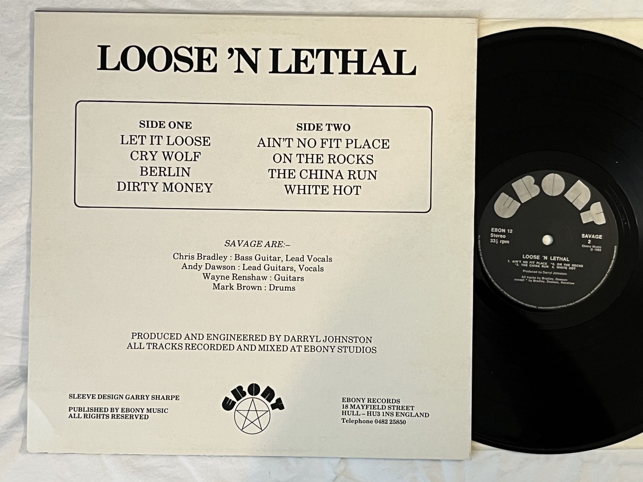 Omslagsbild för skivan SAVAGE loose n lethal LP -83 UK EBONY EBON 2
