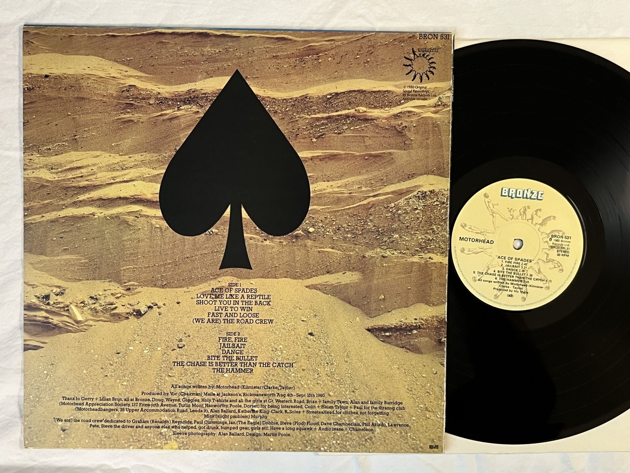 Omslagsbild för skivan MOTÖRHEAD ace of spades LP -80 ncb BRONZE BRON 531