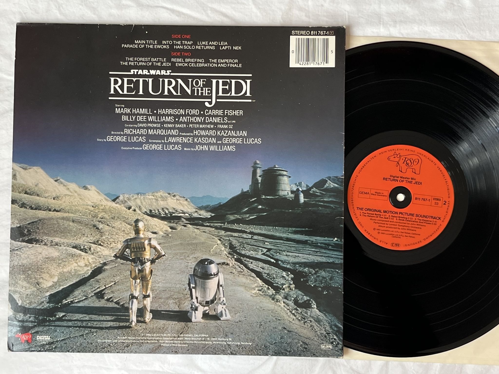 Omslagsbild för skivan JOHN WILLIAMS return of the Jedi LP -83 Ger RSO 811767-1 ** POSTER **