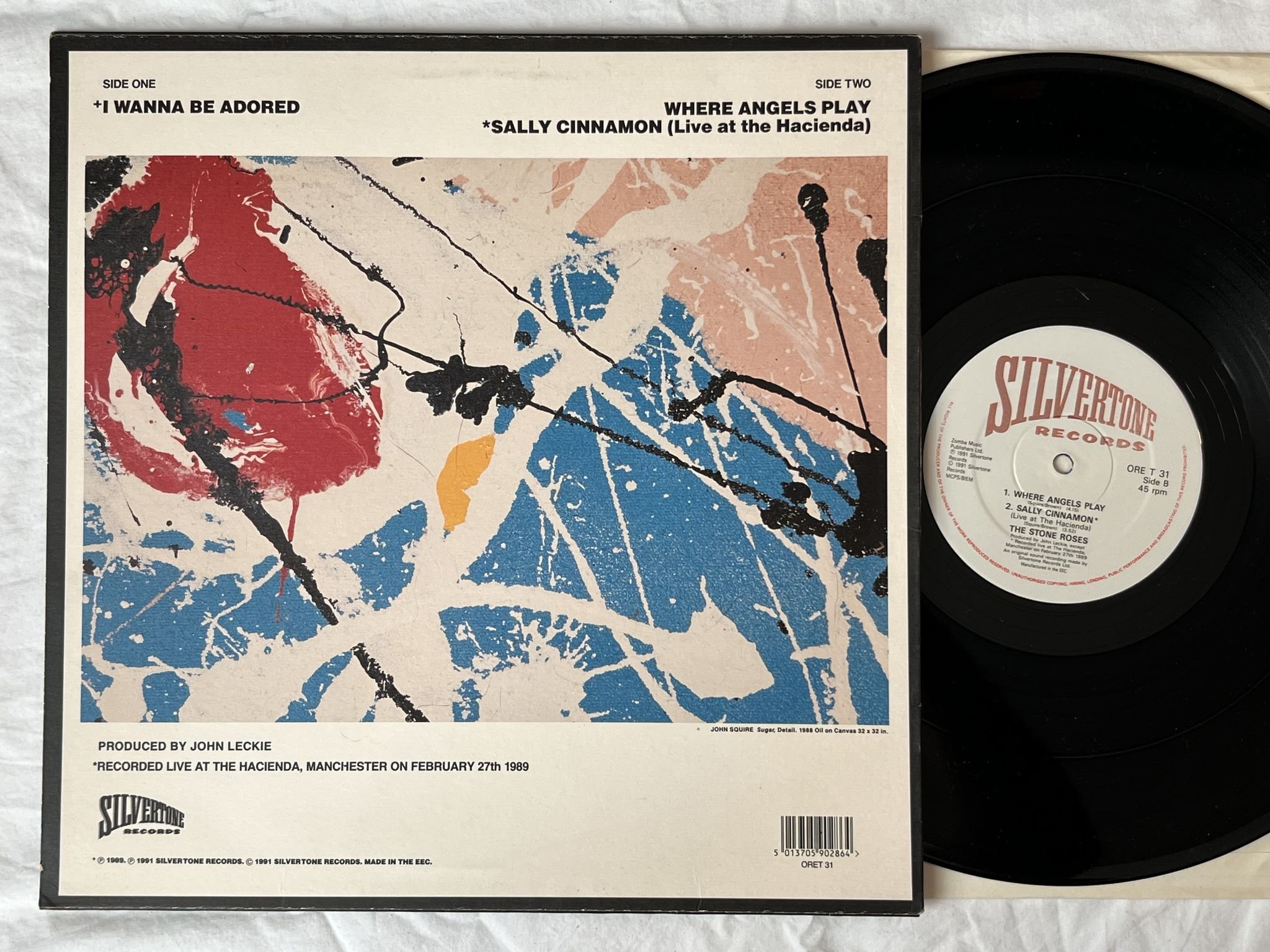 Omslagsbild för skivan THE STONE ROSES I Wanna Be Adored 12" -91 UK SILVERTONE ORE T 31