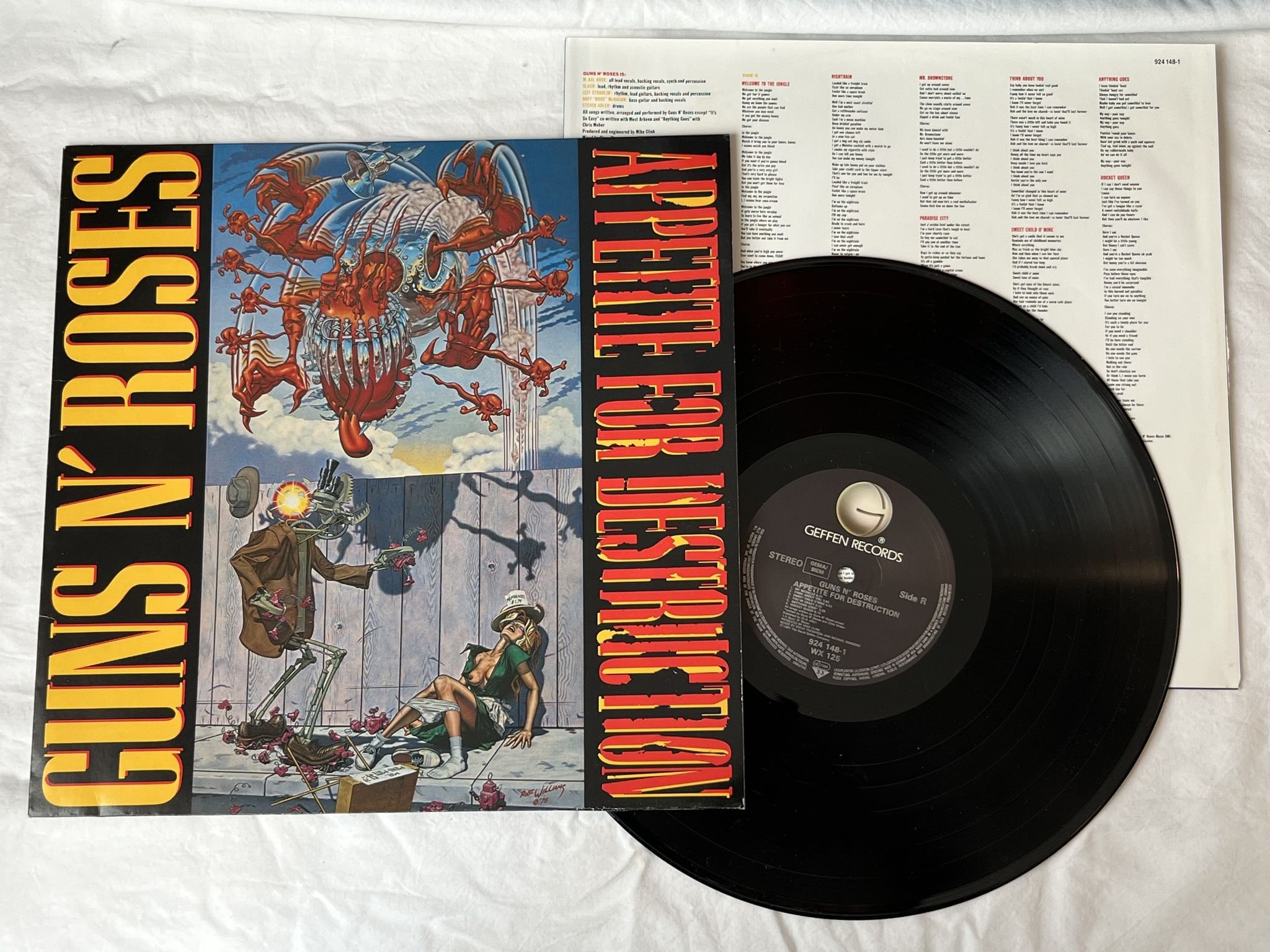 Omslagsbild för skivan GUNS N ROSES appetite for destruction LP -87 Ger GEFFEN 924 148-1
