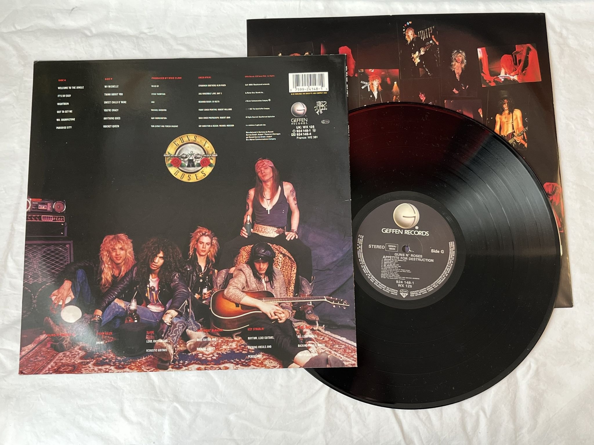 Omslagsbild för skivan GUNS N ROSES appetite for destruction LP -87 Ger GEFFEN 924 148-1