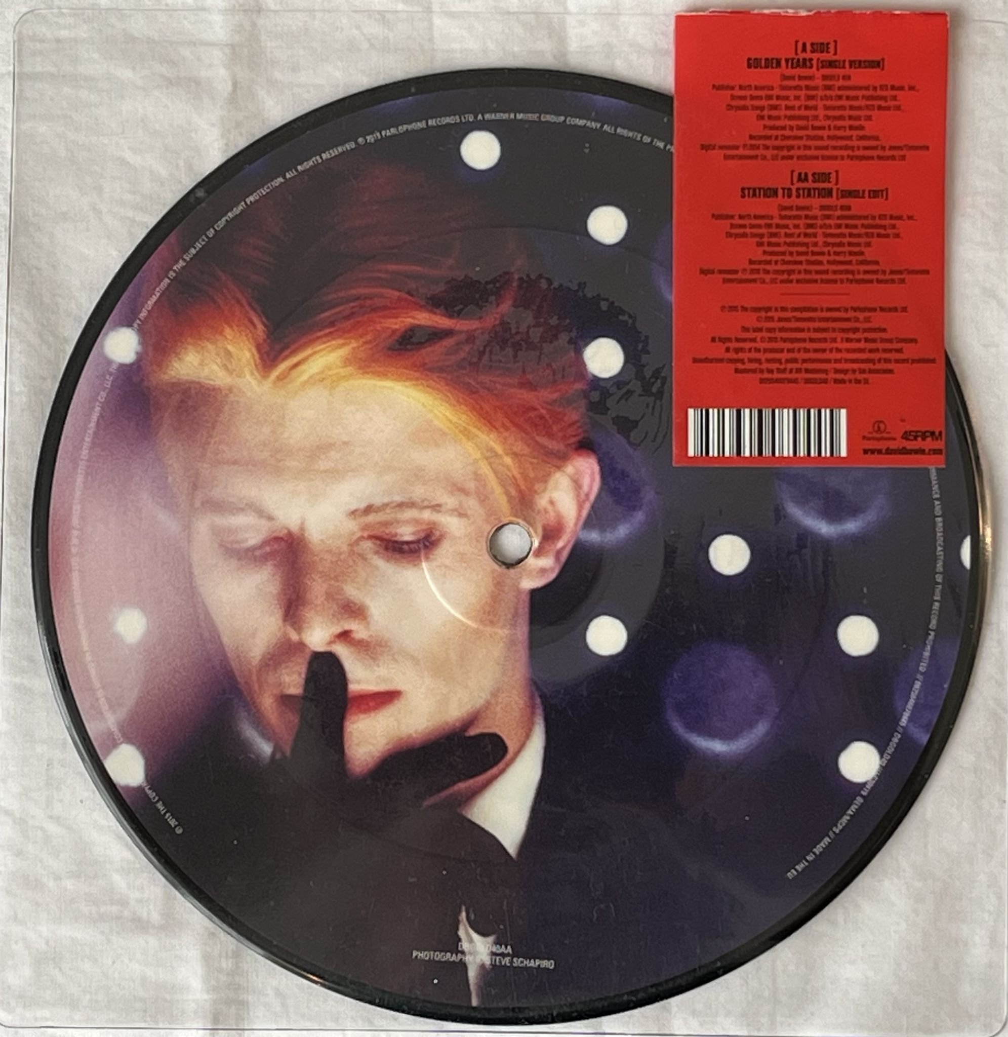 Omslagsbild för skivan DAVID BOWIE Golden Years 7" picture disc 2015 Parlophone – DBGOLD40