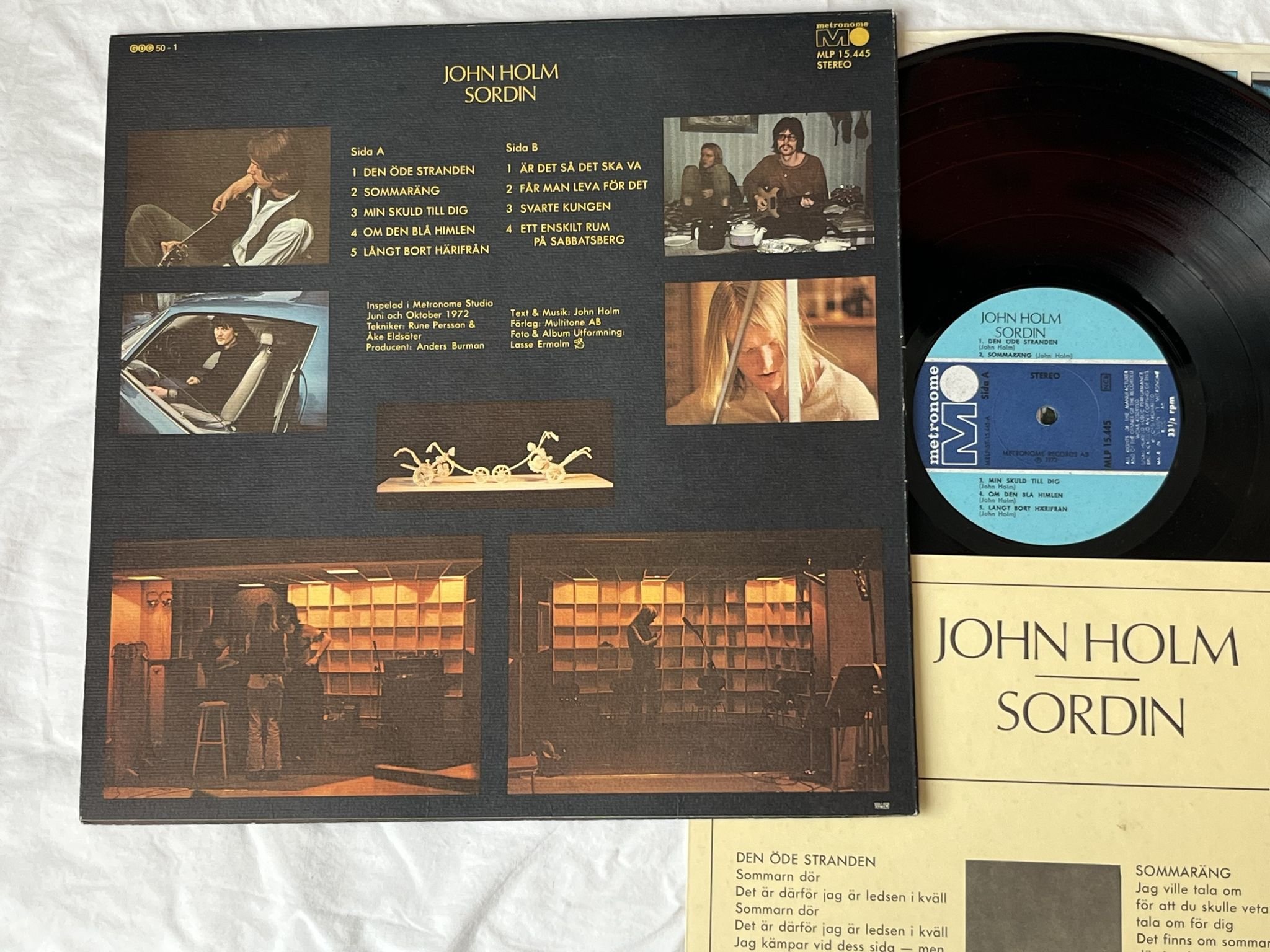 Omslagsbild för skivan JOHN HOLM sordin LP -72 Swe METRONOME MLP 15.445 *** w/ booklet ***