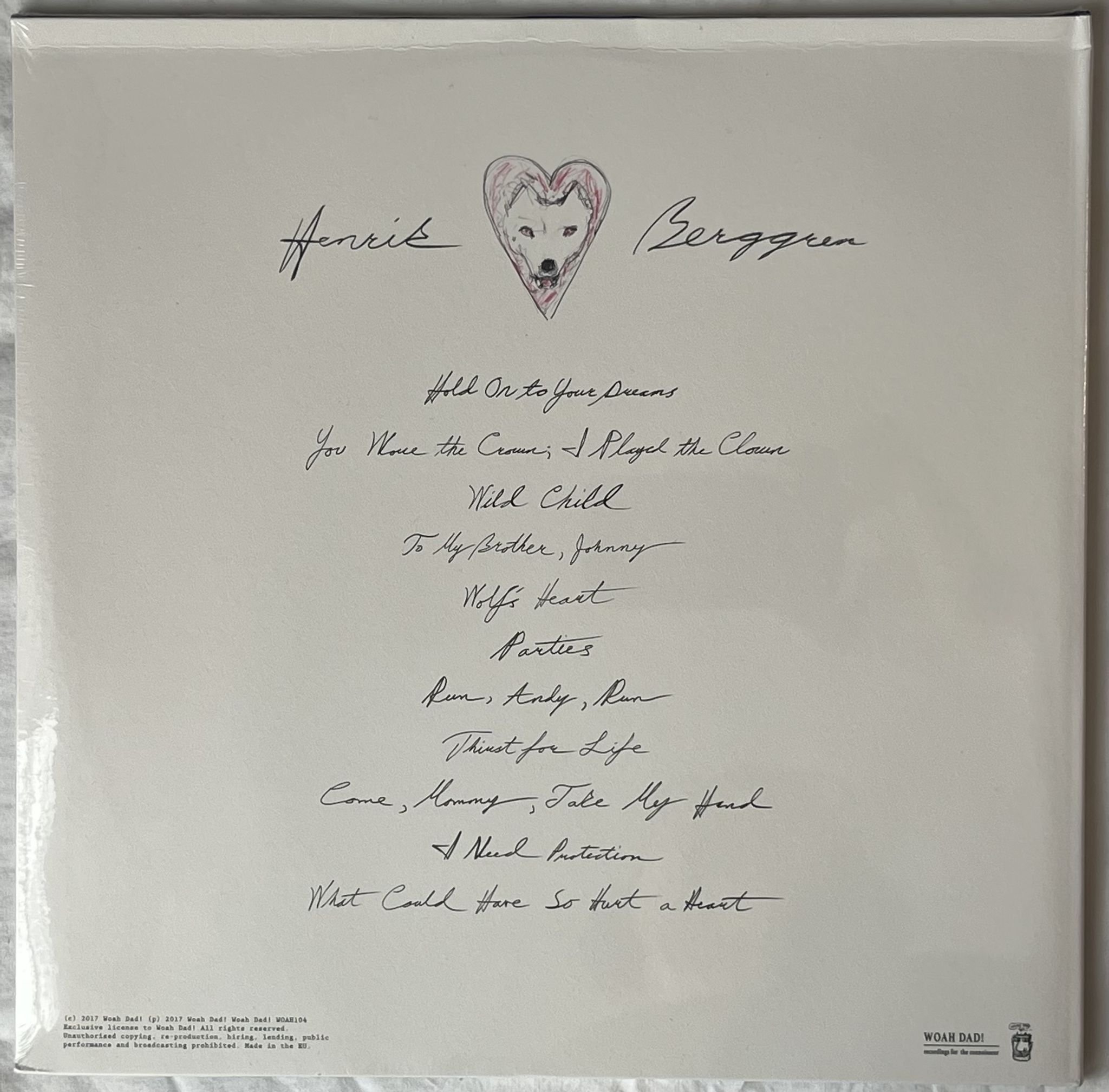 Omslagsbild för skivan HENRIK BERGGREN Wolf's Heart LP 2017 WOAH104 *** STILL SEALED ***