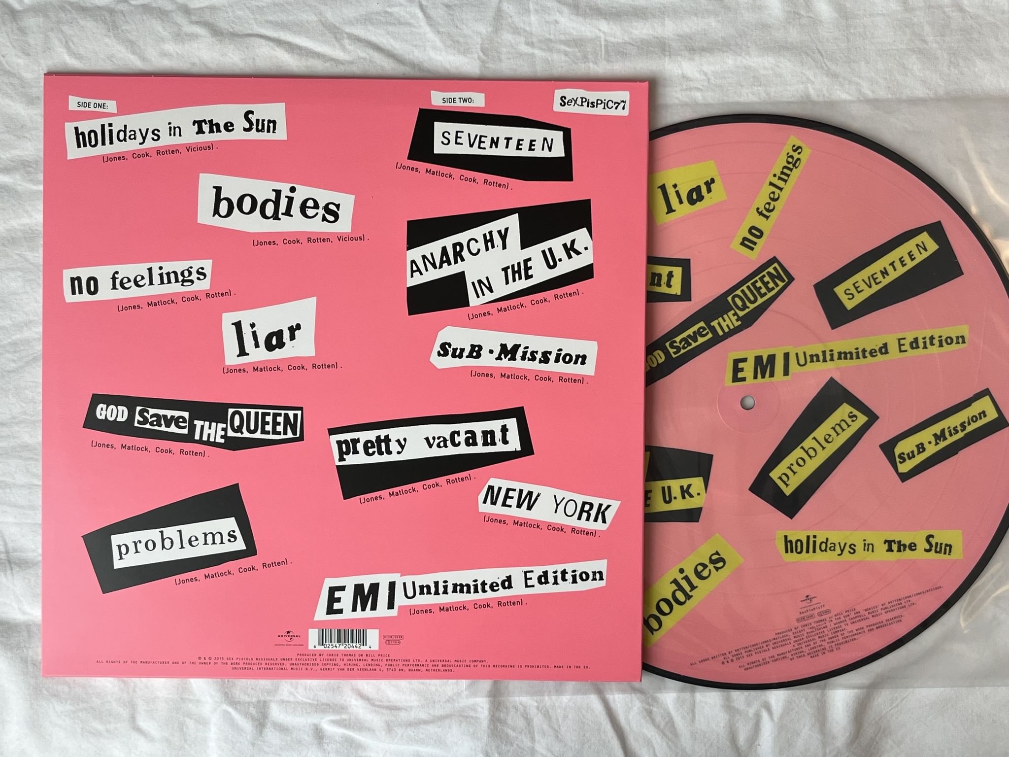 Omslagsbild för skivan SEX PISTOLS Never Mind The Bollocks LP PICTURE DISC UNIVERSAL SexPisPic77