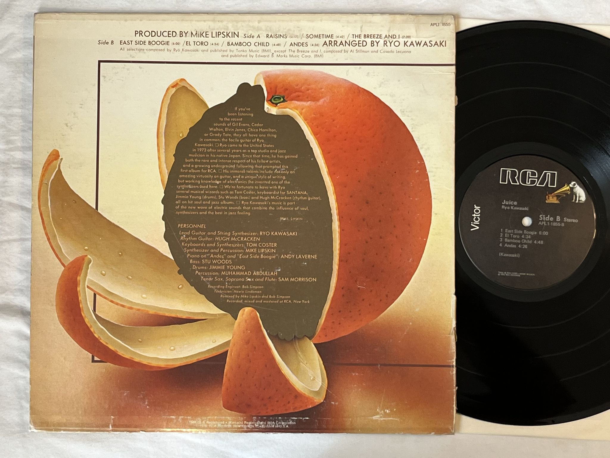 Omslagsbild för skivan RYO KAWASKAKI Juice LP -76 US RCA APL1 1855 *** FUNKY JAZZ / BREAKS ***