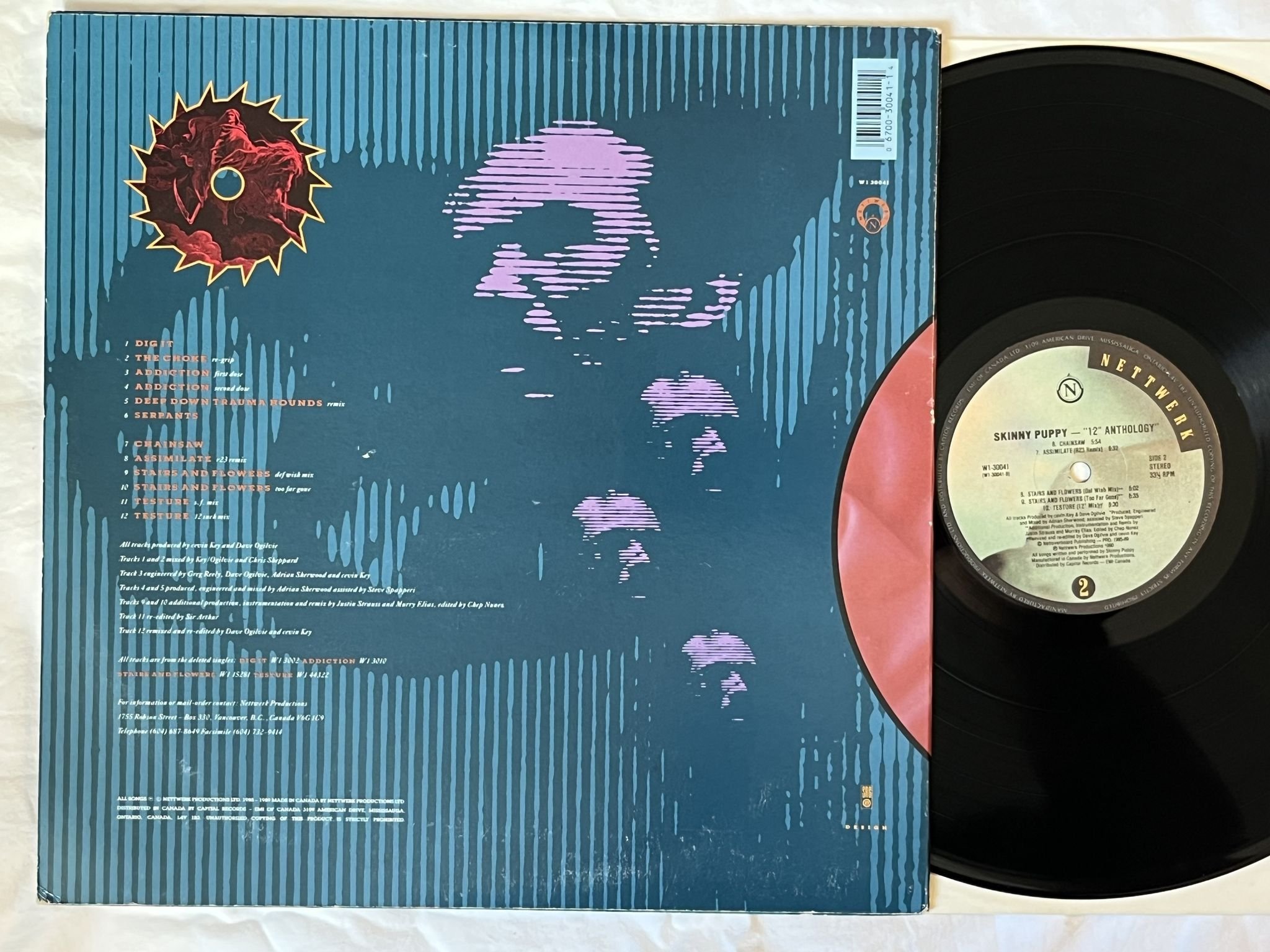 Omslagsbild för skivan SKINNY PUPPY 12 Inch Anthology LP -90 Can NETTWERK W1 30041 ** RARE **