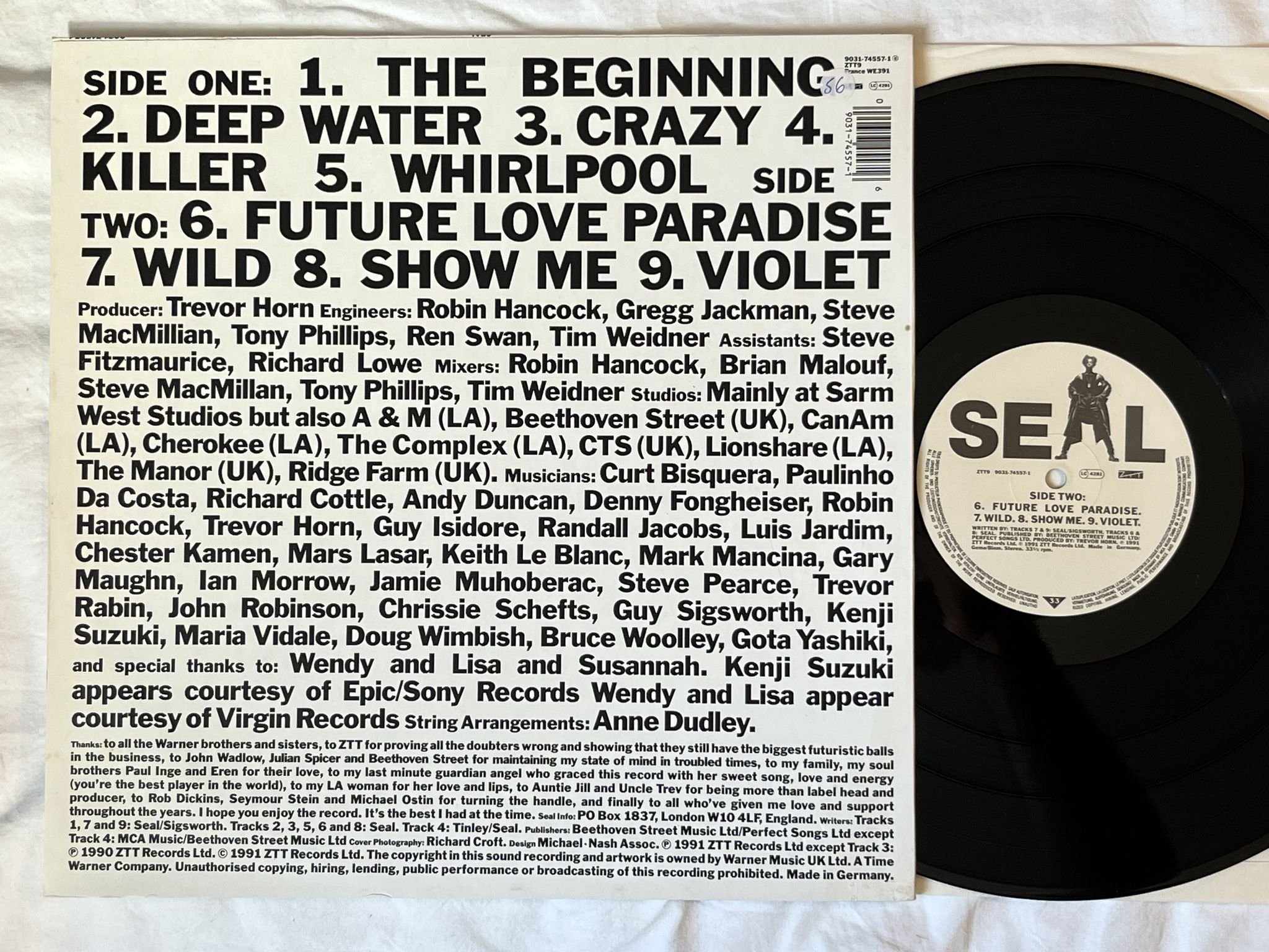 Omslagsbild för skivan SEAL s/t LP -91 Ger ZTT 9031-74557-1 *** CLASSIC ***