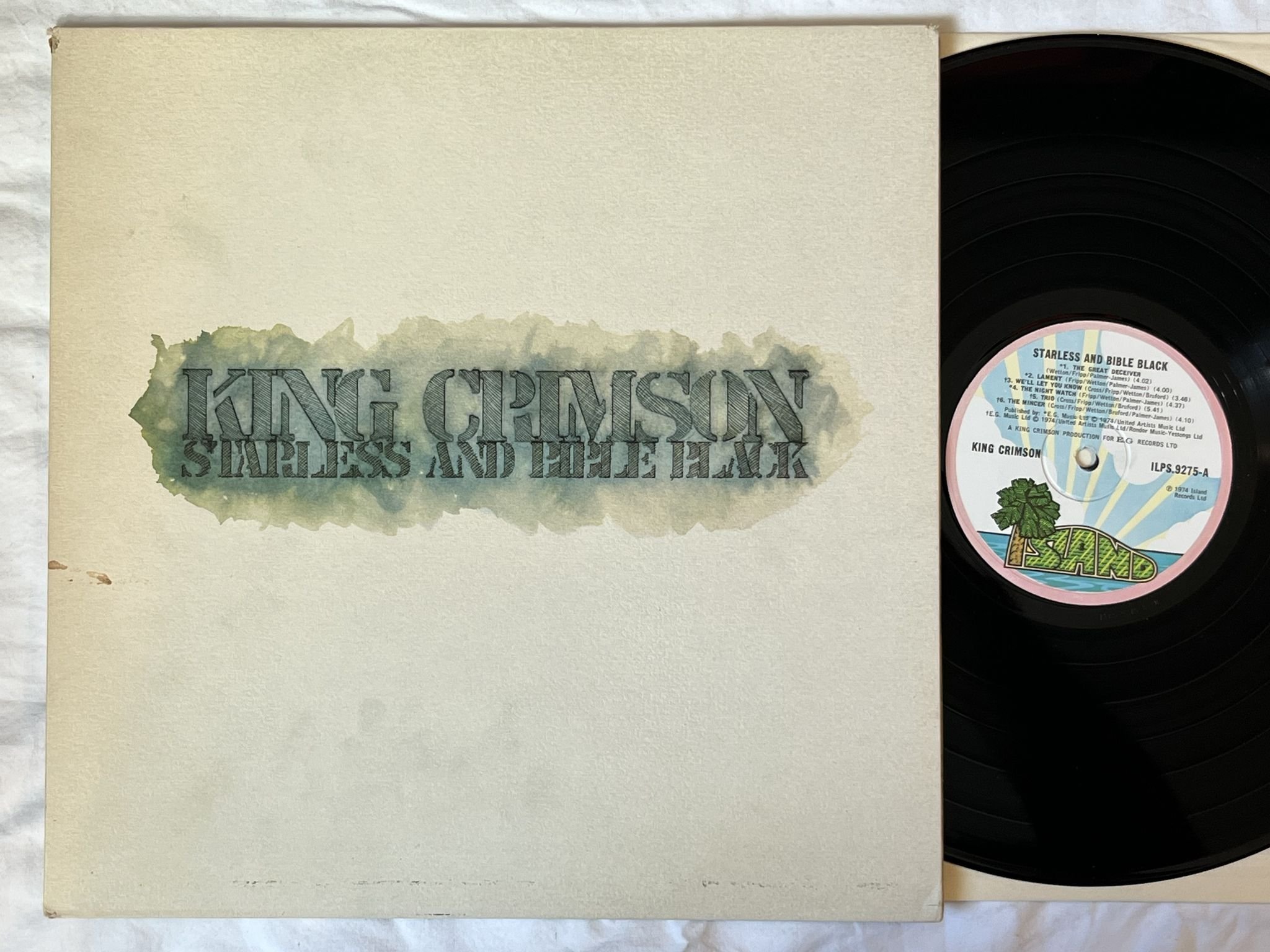 Omslagsbild för skivan KING CRIMSON starless and bible black LP -74 UK ISLAND pink rim ILPS 9275