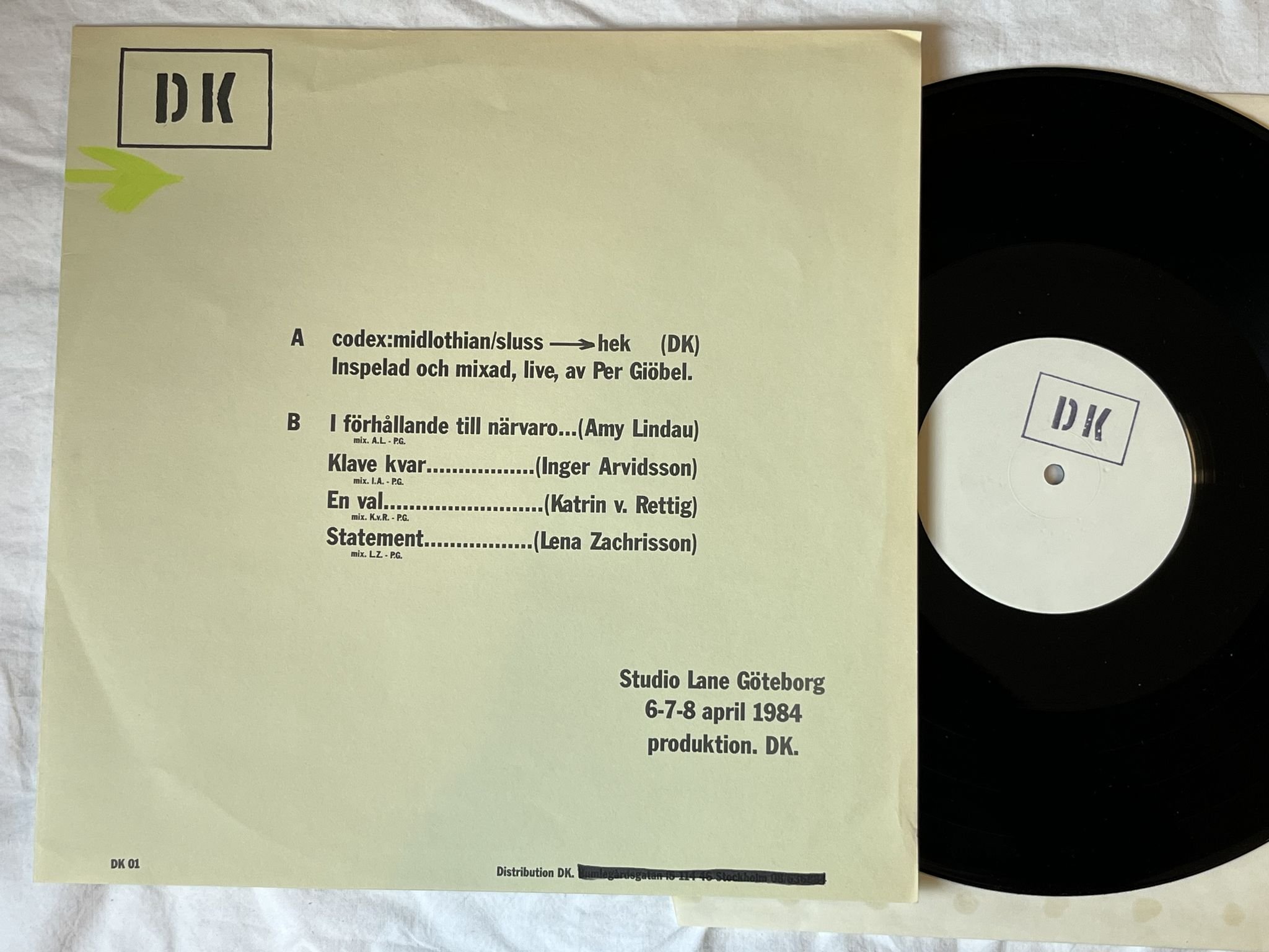 Omslagsbild för skivan V/A Codex:Midlothian/Sluss-Hek LP -84 DK 01 *** EXPERIMENTAL ***