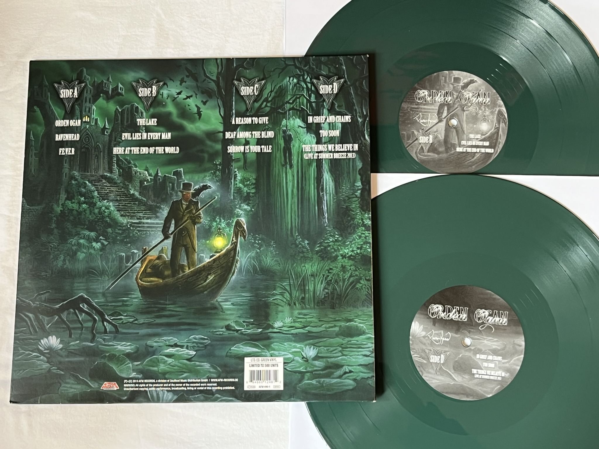 Omslagsbild för skivan ORDEN OGAN Ravenhead 2xLP 2015 AFM RECORDS AFM 499-1 ** GREEN VINYL **