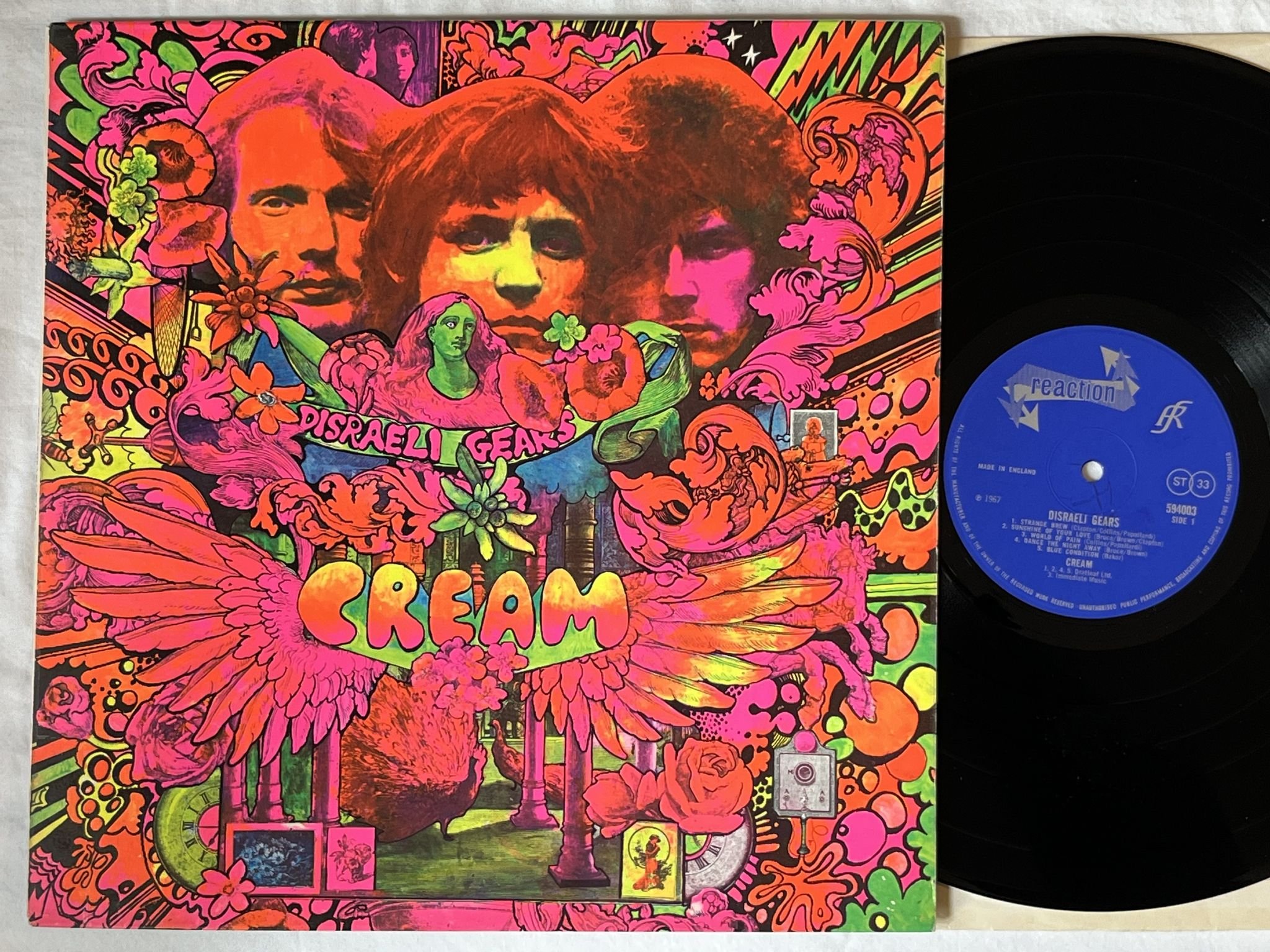 Omslagsbild för skivan CREAM disraeli grears LP -67 UK REACTION 2nd 594 003