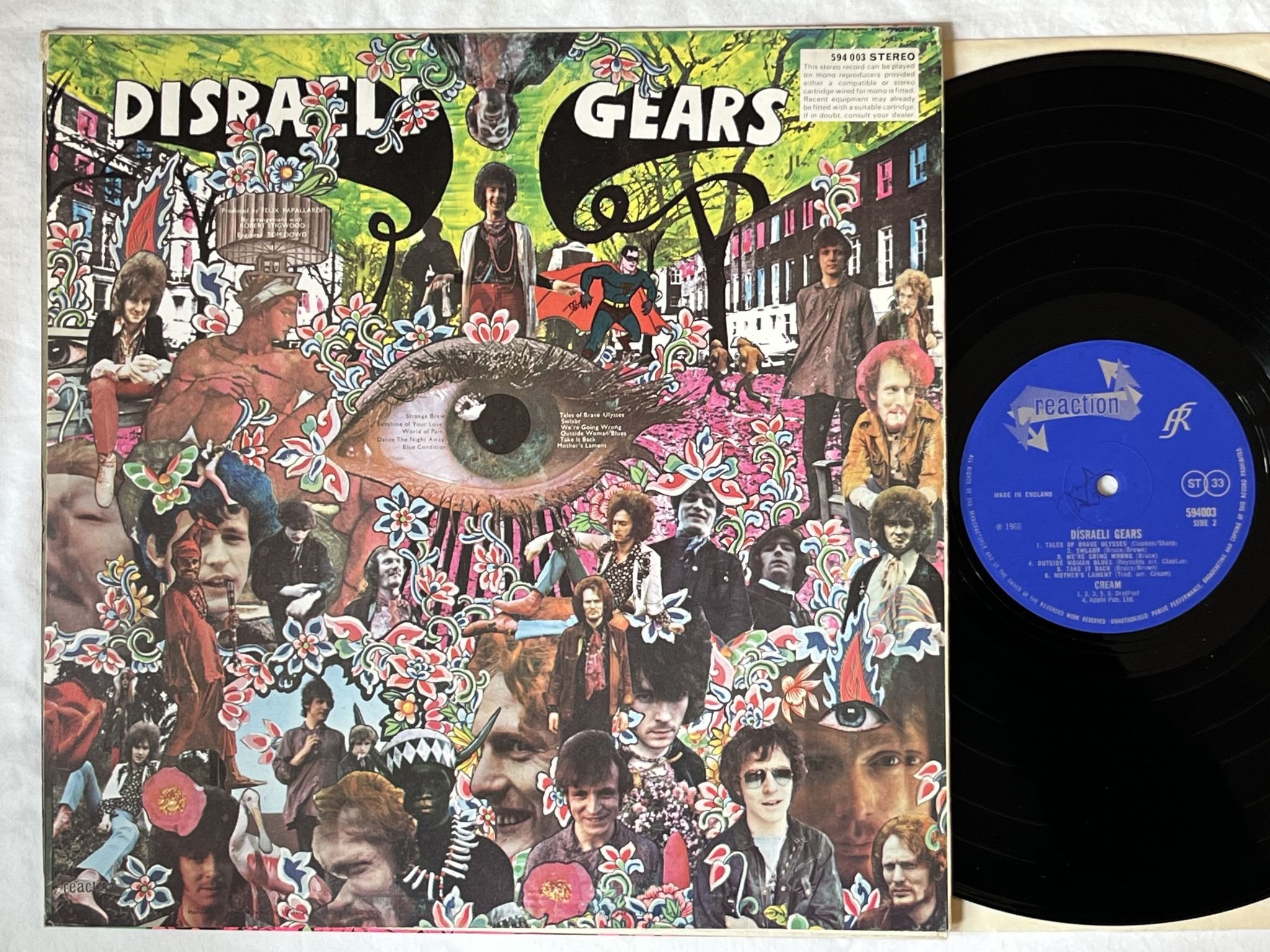 Omslagsbild för skivan CREAM disraeli grears LP -67 UK REACTION 2nd 594 003