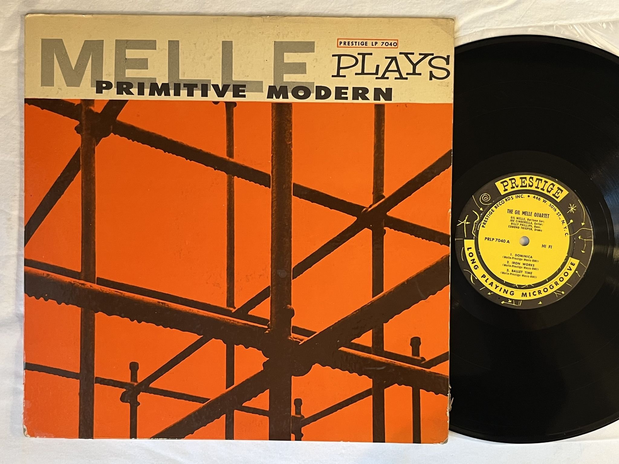Omslagsbild för skivan GIL MELLE QUARTET plays primitive modern LP -56 US PRESTIGE PRLP 7040