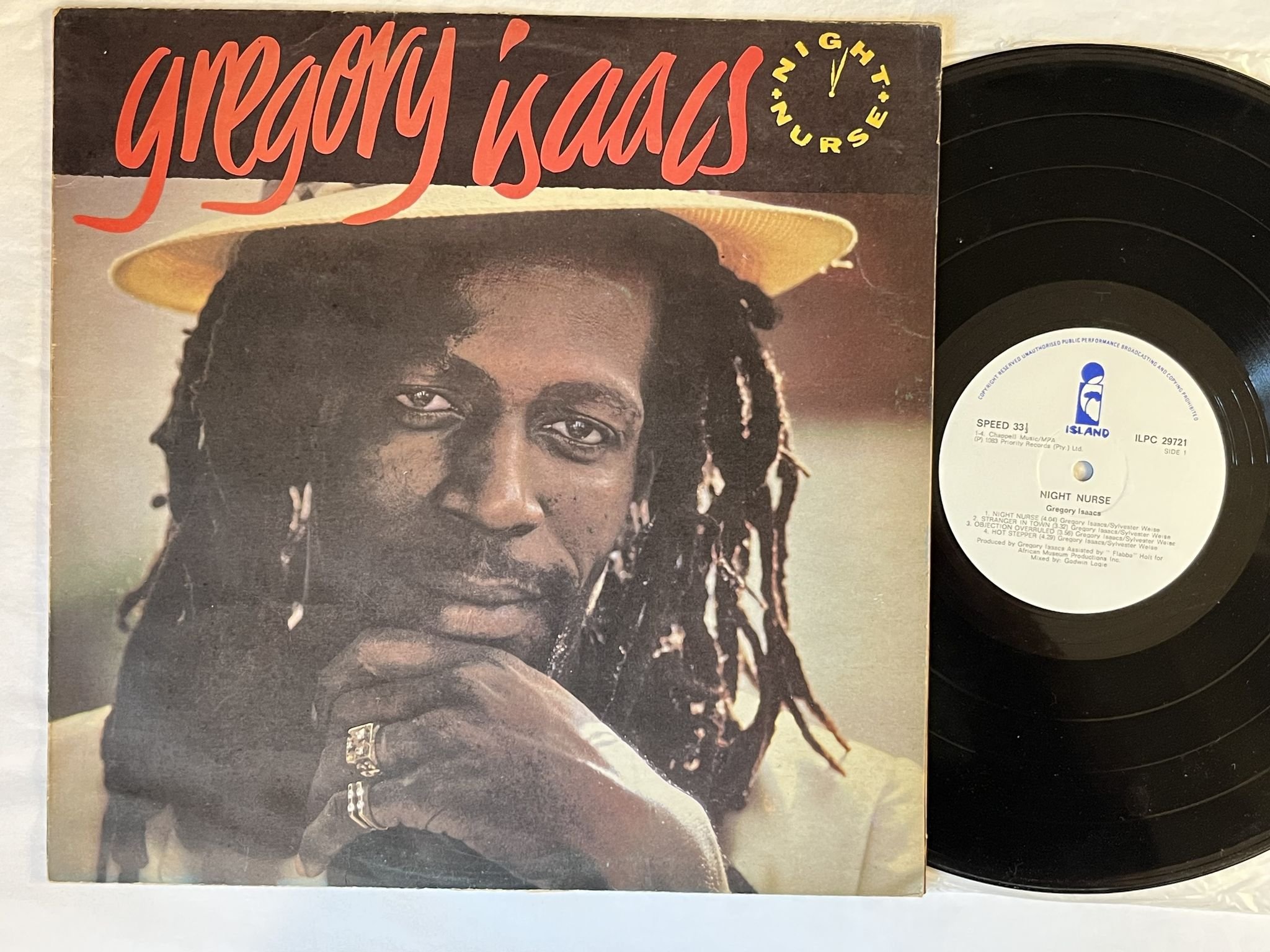 Omslagsbild för skivan GREGORY ISAACS night nurse LP -83 South Africa ISLAND ILPC 29721 ** VERY RARE **