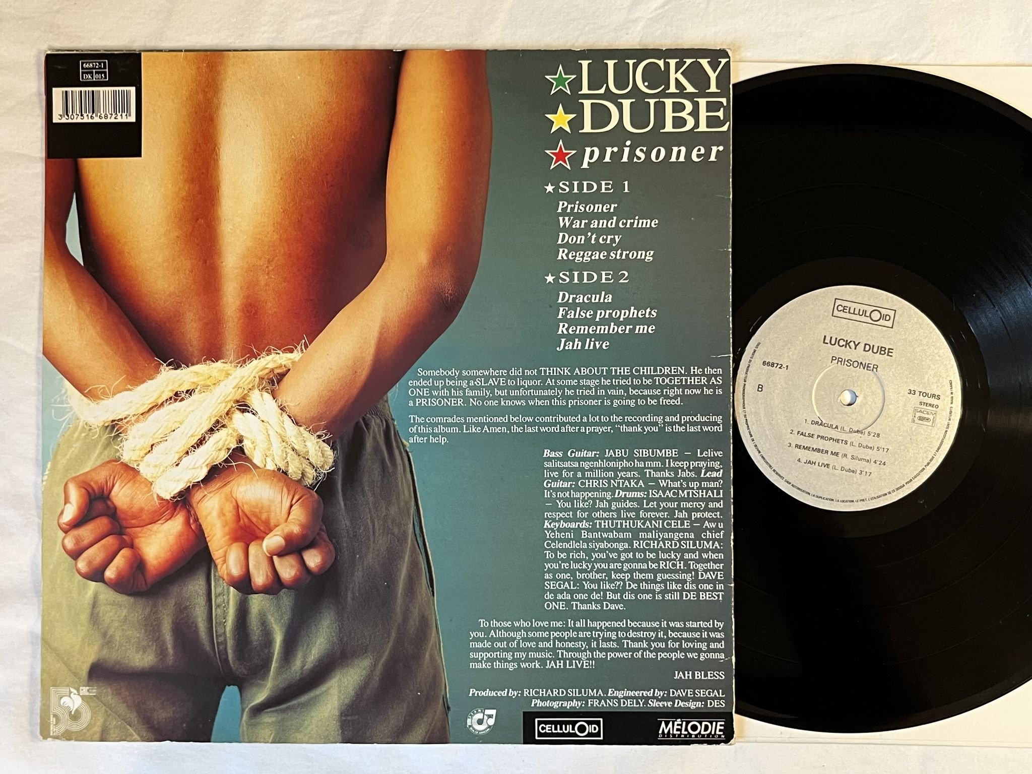 Omslagsbild för skivan LUCKY DUBE Prisoner LP -90 Fra CELLULOID 66872-1