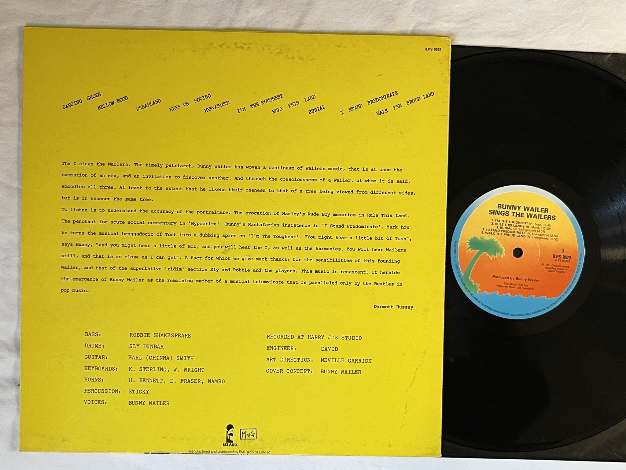 Omslagsbild för skivan BUNNY WAILER sings the Wailers LP -81 UK ISLAND ILPS 9629