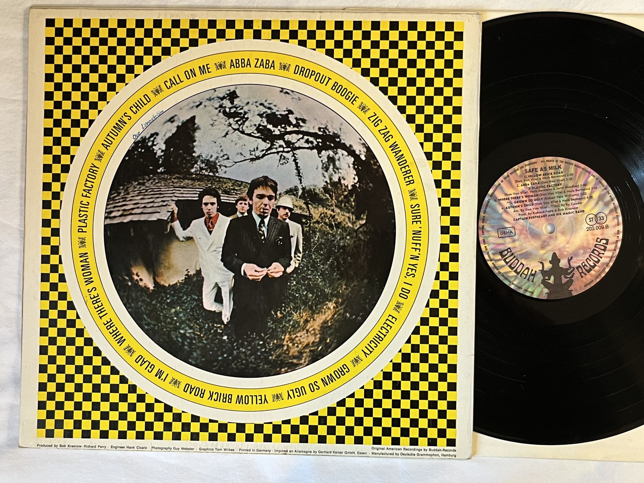 Omslagsbild för skivan CAPTAIN BEEFHEART & HIS MAGIC BAND safe as milk LP -68 Ger BUDDAH 203009