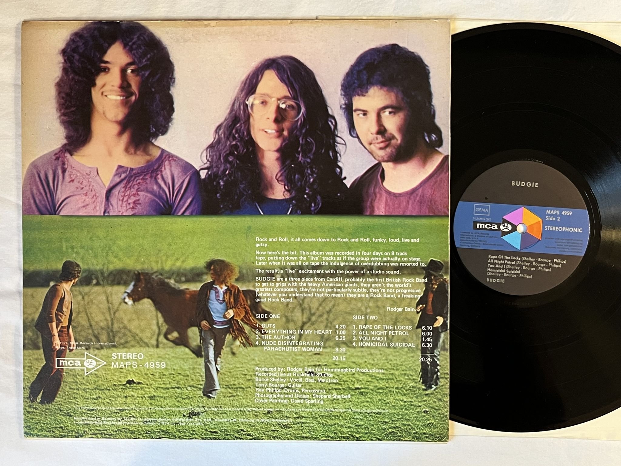 Omslagsbild för skivan BUDGIE s/t LP -71 Ger MCA MAPS 4959