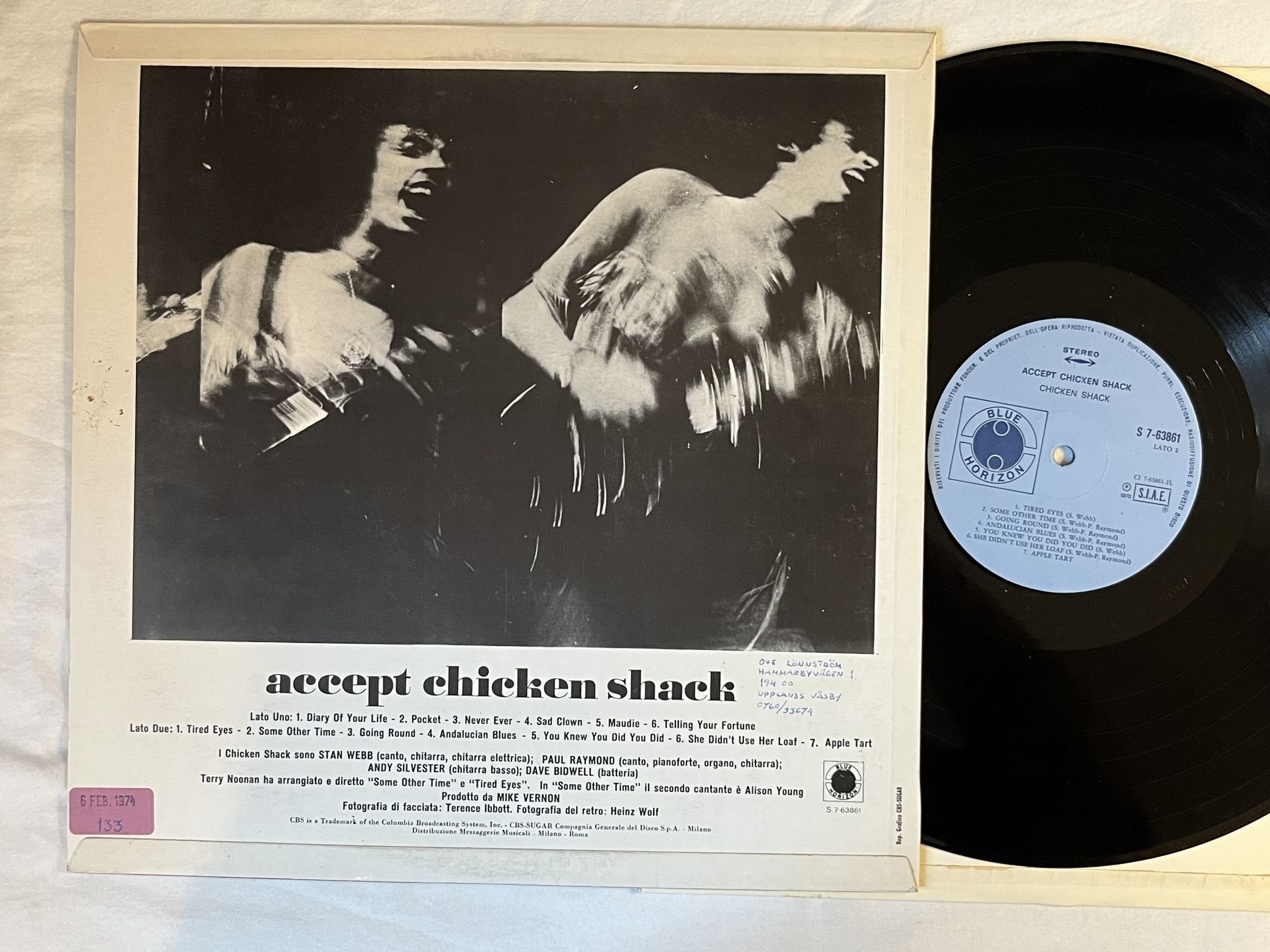 Omslagsbild för skivan CHICKEN SHACK Accept Chicken Shack LP -70 Ita BLUE HORIZON S 7-63861