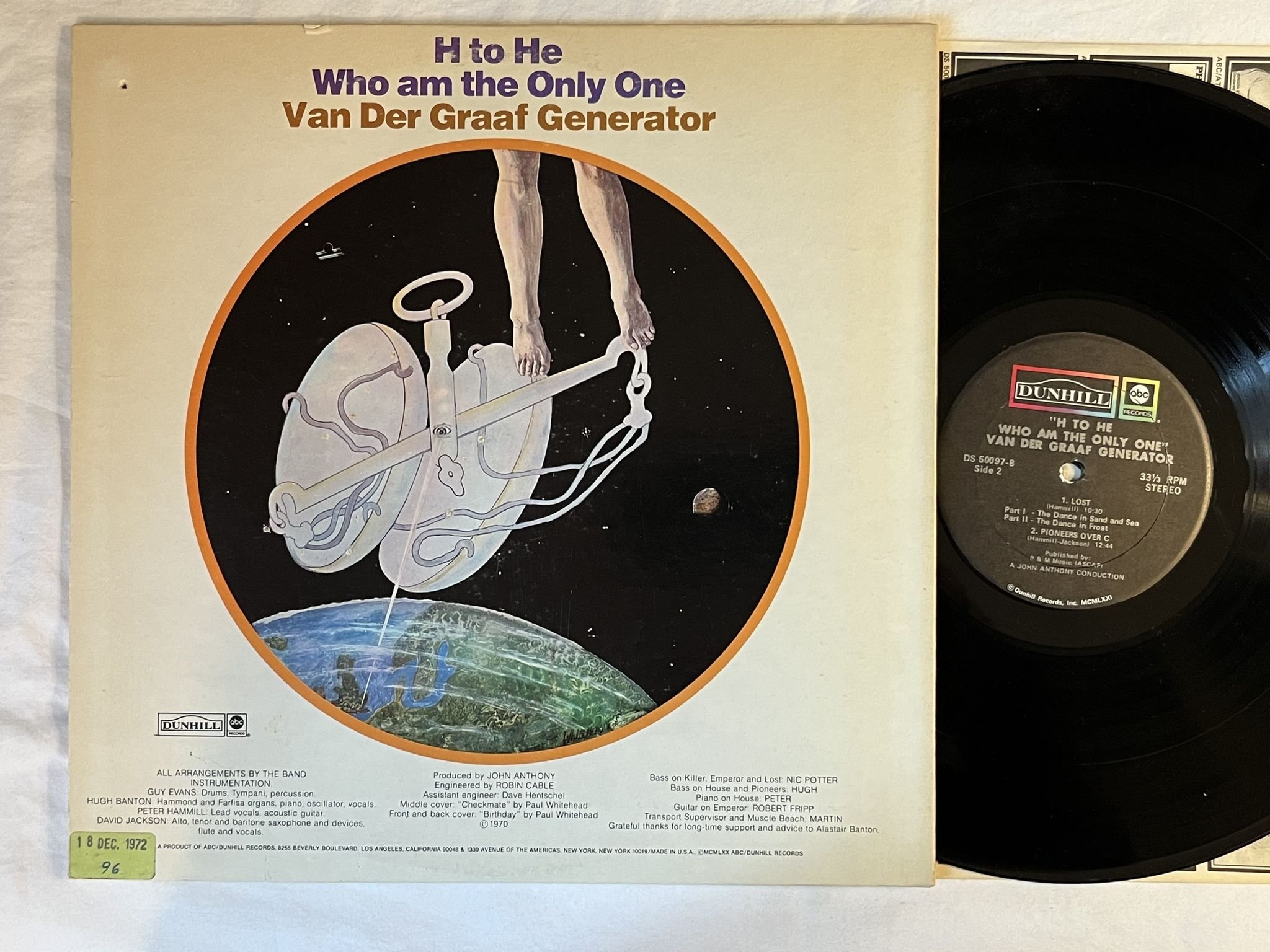 Omslagsbild för skivan VAN DER GRAAF GENERATOR "h to he who am the only one" LP -70 US ABC DS 50097