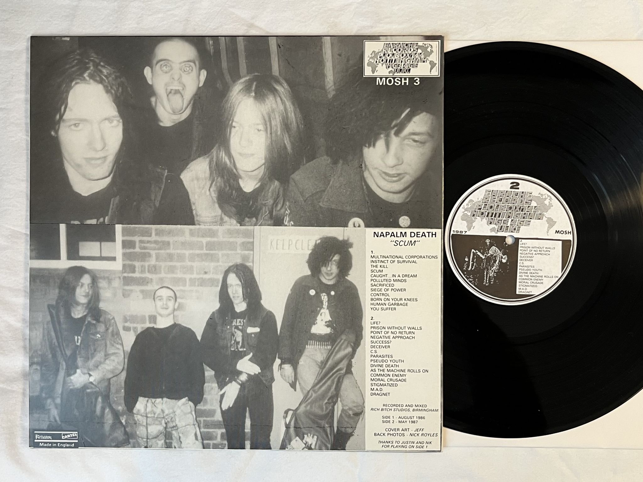 Omslagsbild för skivan NAPALM DEATH scum LP -87 UK EARACHE MOSH 3 *** Orange Cover ***