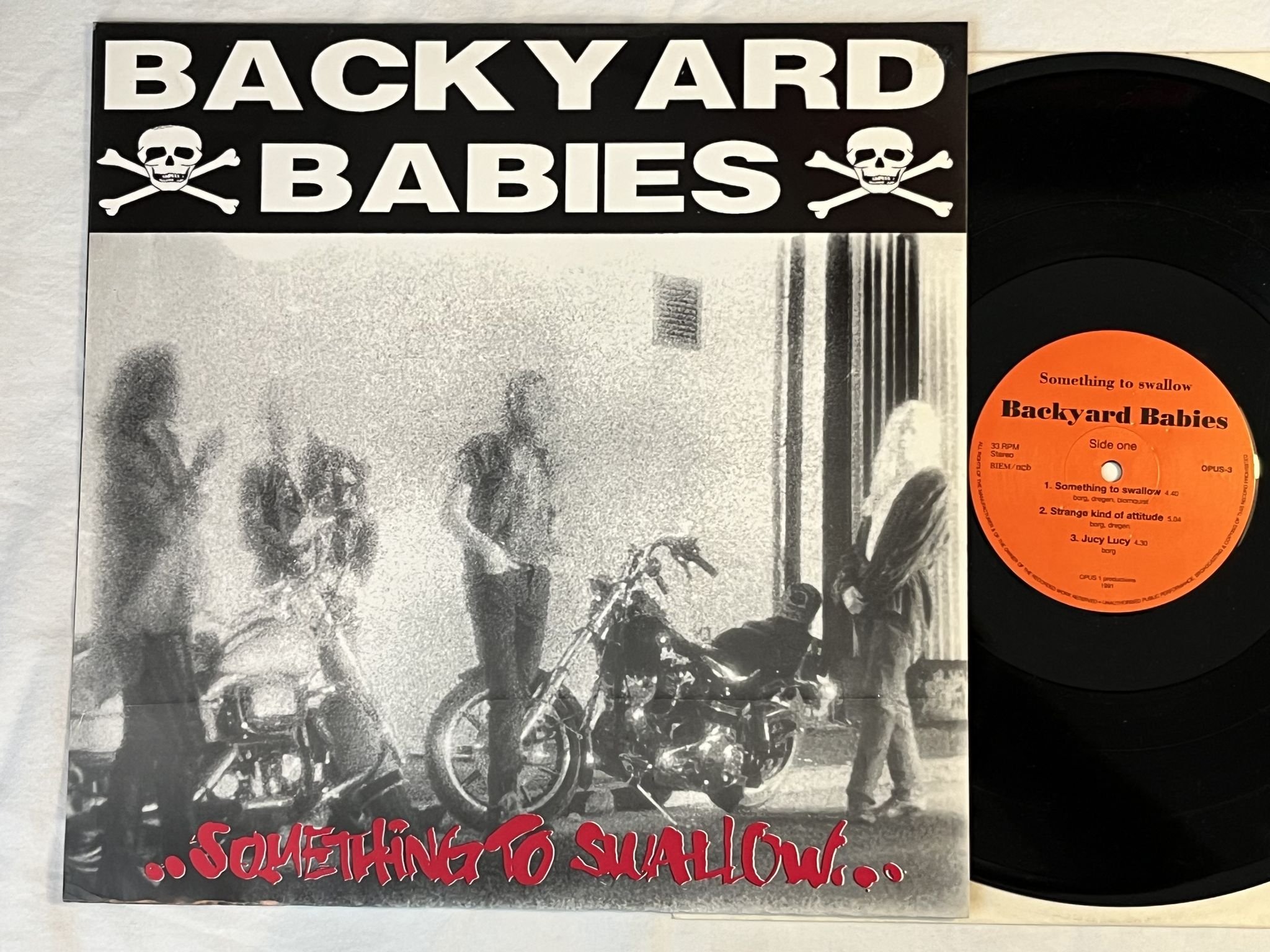 Omslagsbild för skivan BACKYARD BABIES Something To Swallow 12"EP -91 OPUS 1 PROD OPUS-3 * VERY RARE *