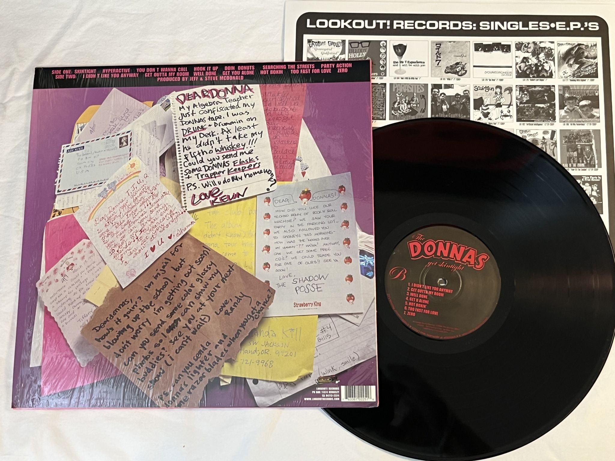 Omslagsbild för skivan THE DONNAS Get Skintight LP -99 US LOOKOUT! LK 225