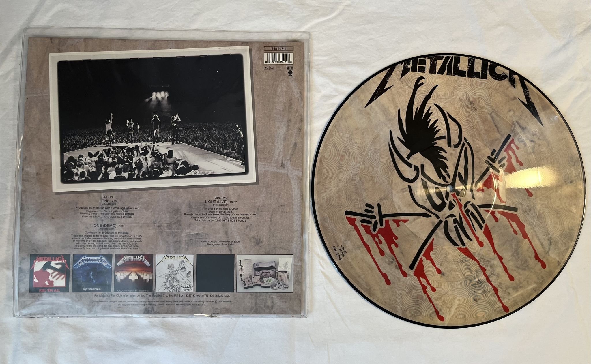 Omslagsbild för skivan METALLICA One 12" PICTURE DISC -94 UK VERTIGO 858 547-1