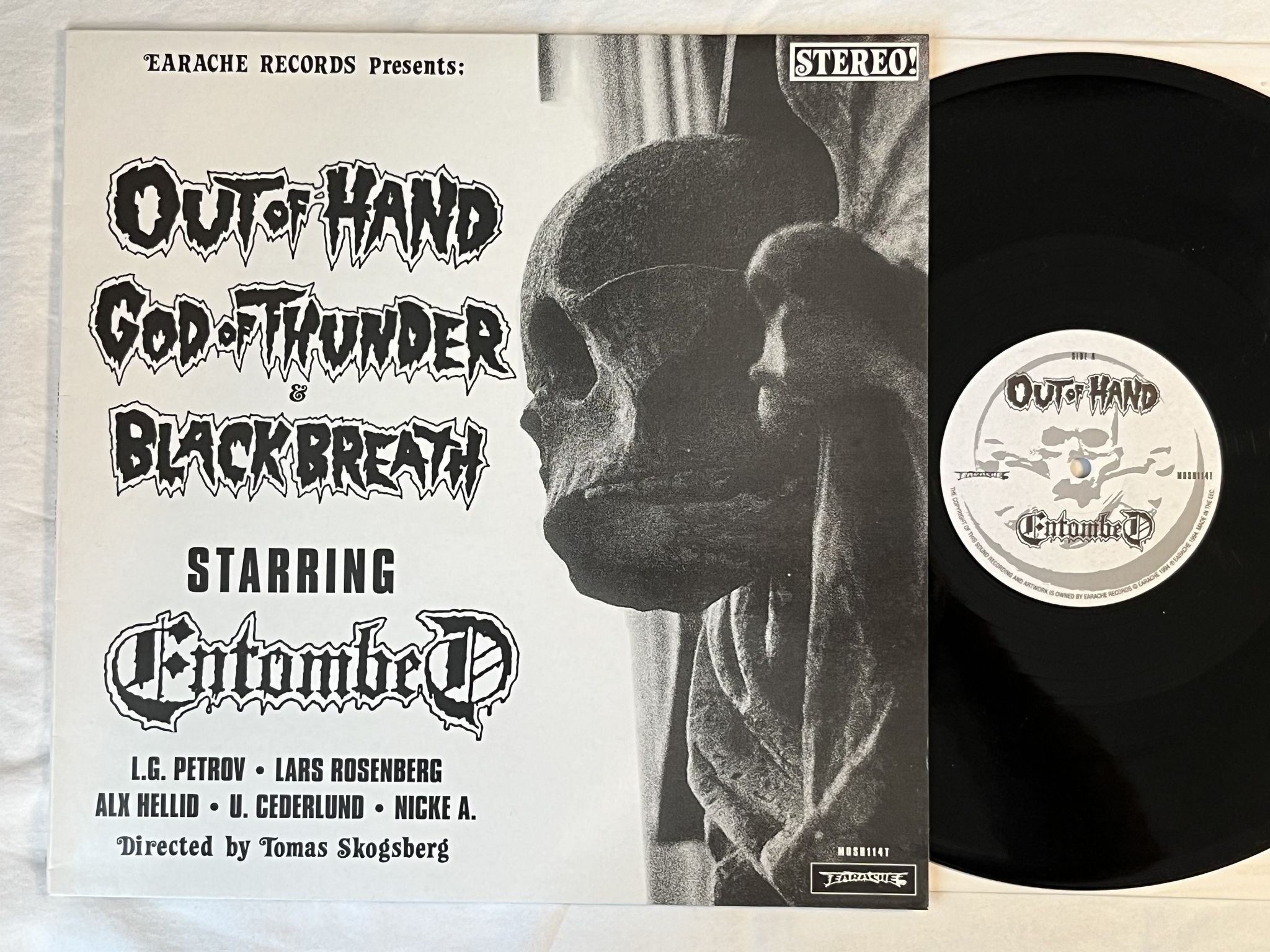 Omslagsbild för skivan ENTOMBED Out Of Hand 12" -94 UK EARACHE MOSH114T *** DEATH METAL ***