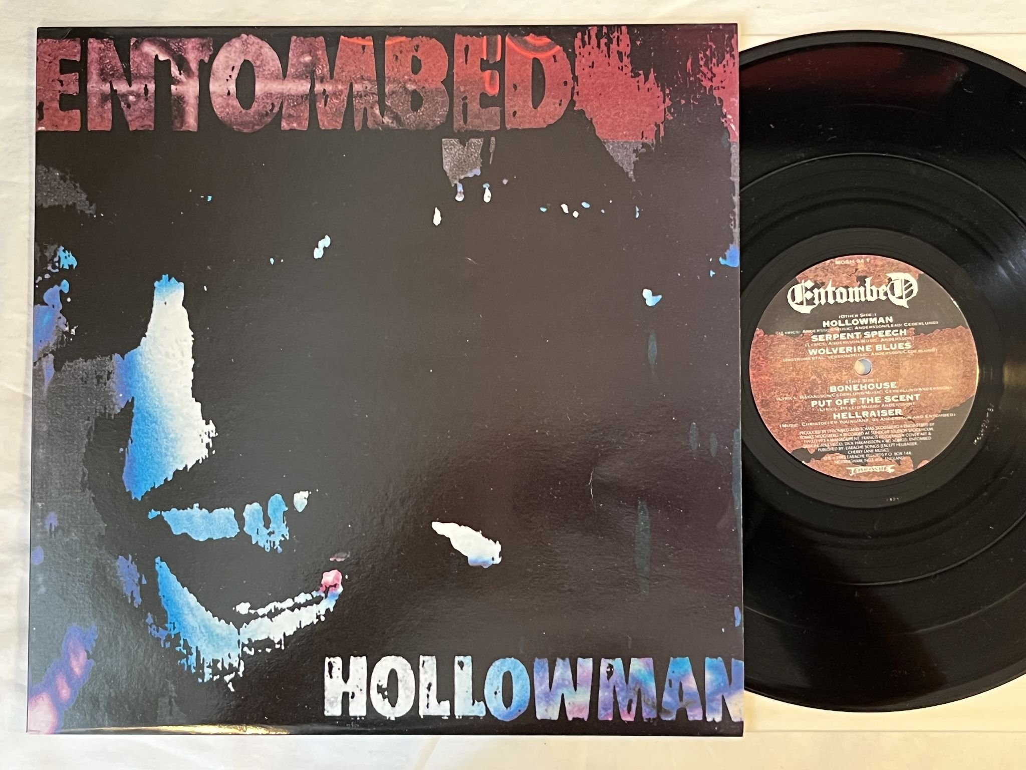 Omslagsbild för skivan ENTOMBED Hollowman 12"ep -93 EARACHE MOSH 94 T