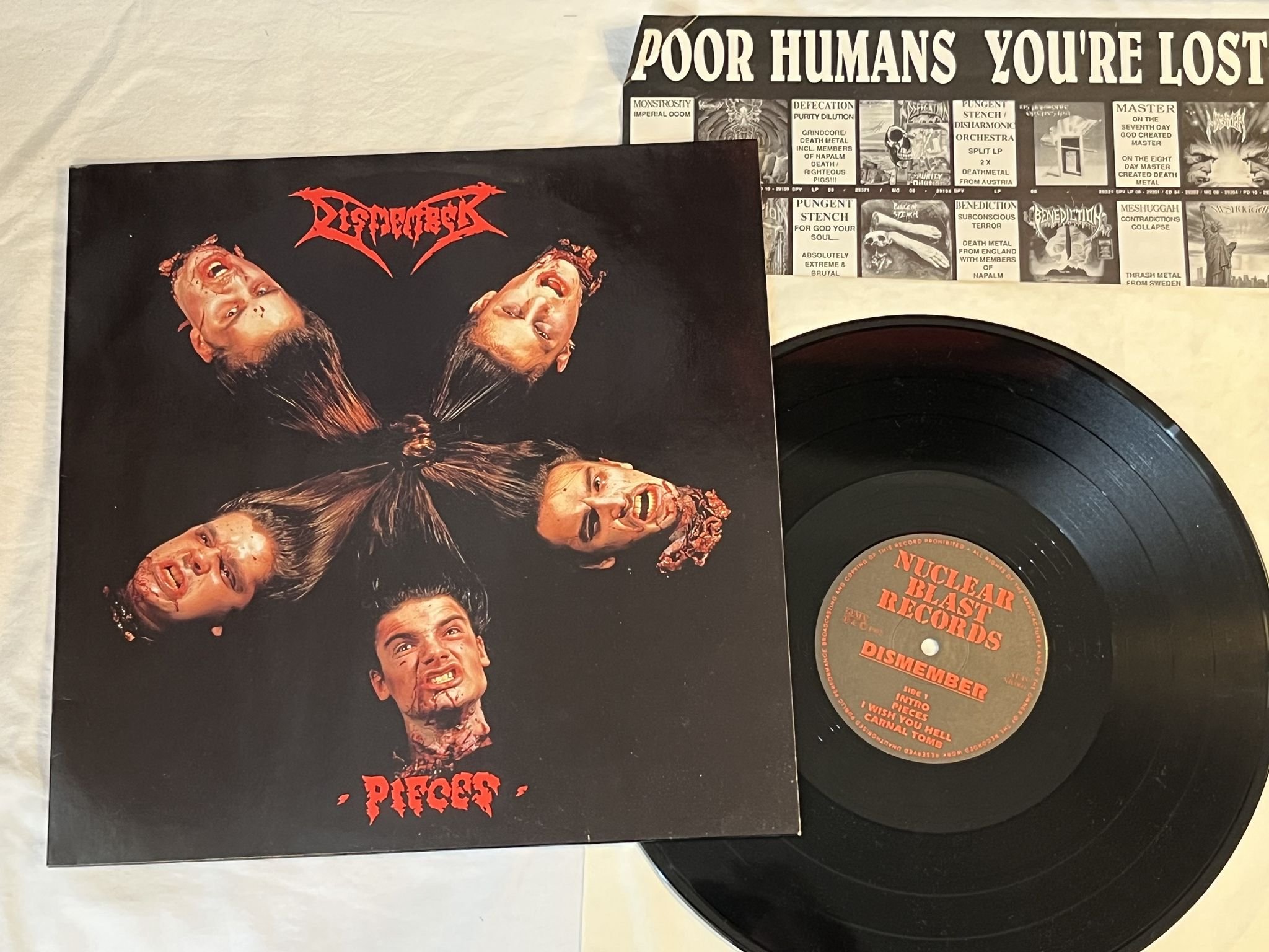 Omslagsbild för skivan DISMEMBER Pieces 12"ep -92 NUCLEAR BLAST NB 060 *** DEATH METAL ***