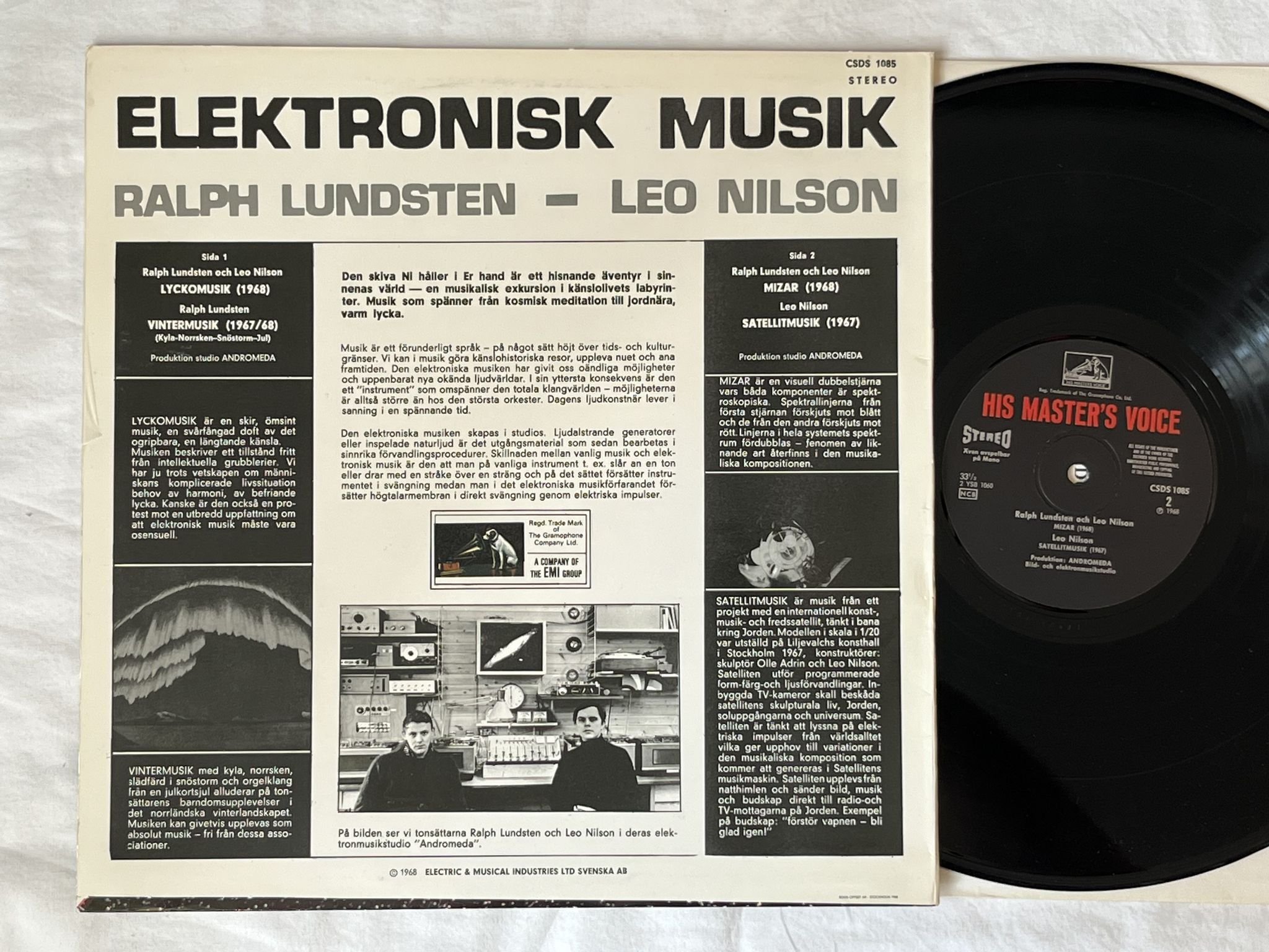 Omslagsbild för skivan RALPH LUNDSTEN Elektronisk Musik LP -68 HMV CSDS 1085