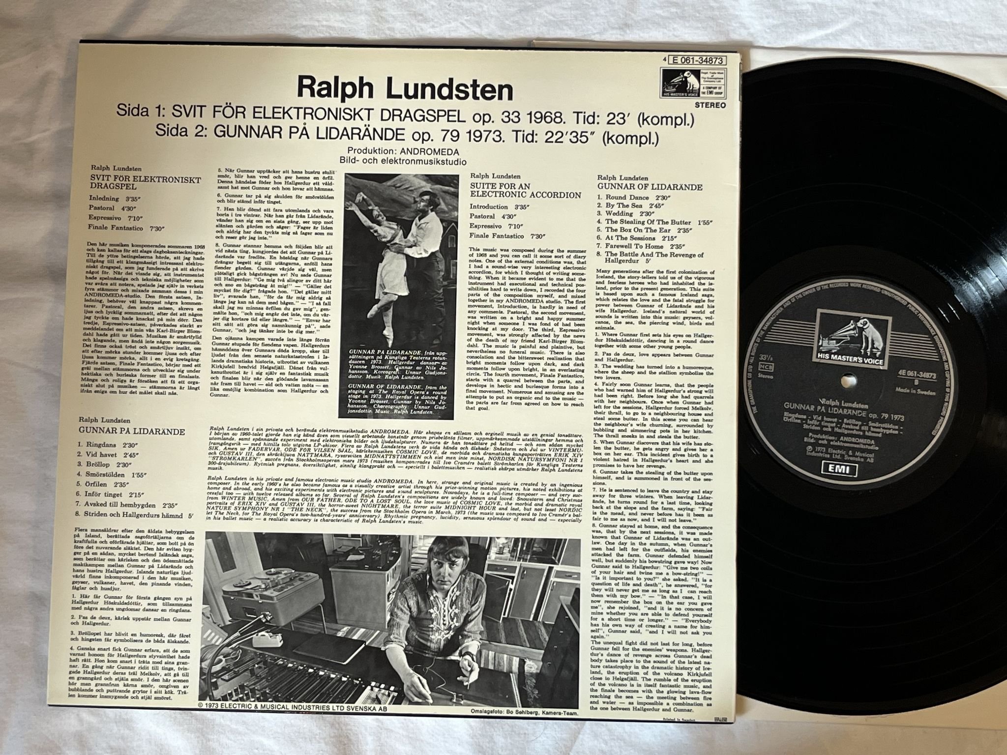 Omslagsbild för skivan RALPH LUNDSTEN svit för elektroniskt dragspel LP -73 HMV 4E 061-34873