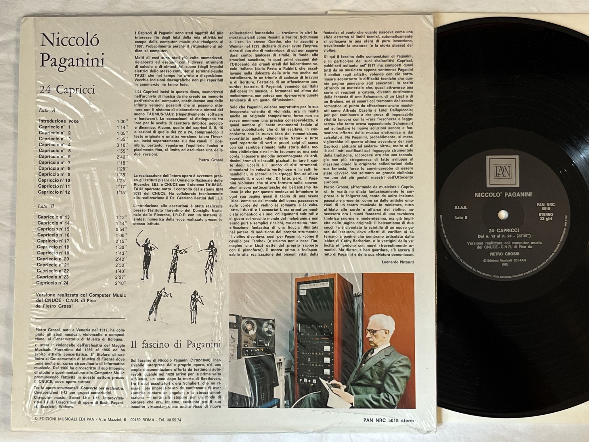 Omslagsbild för skivan PIETRO GROSSI Paganini Al Computer LP -82 ITA edipan PAN PRC S50.18