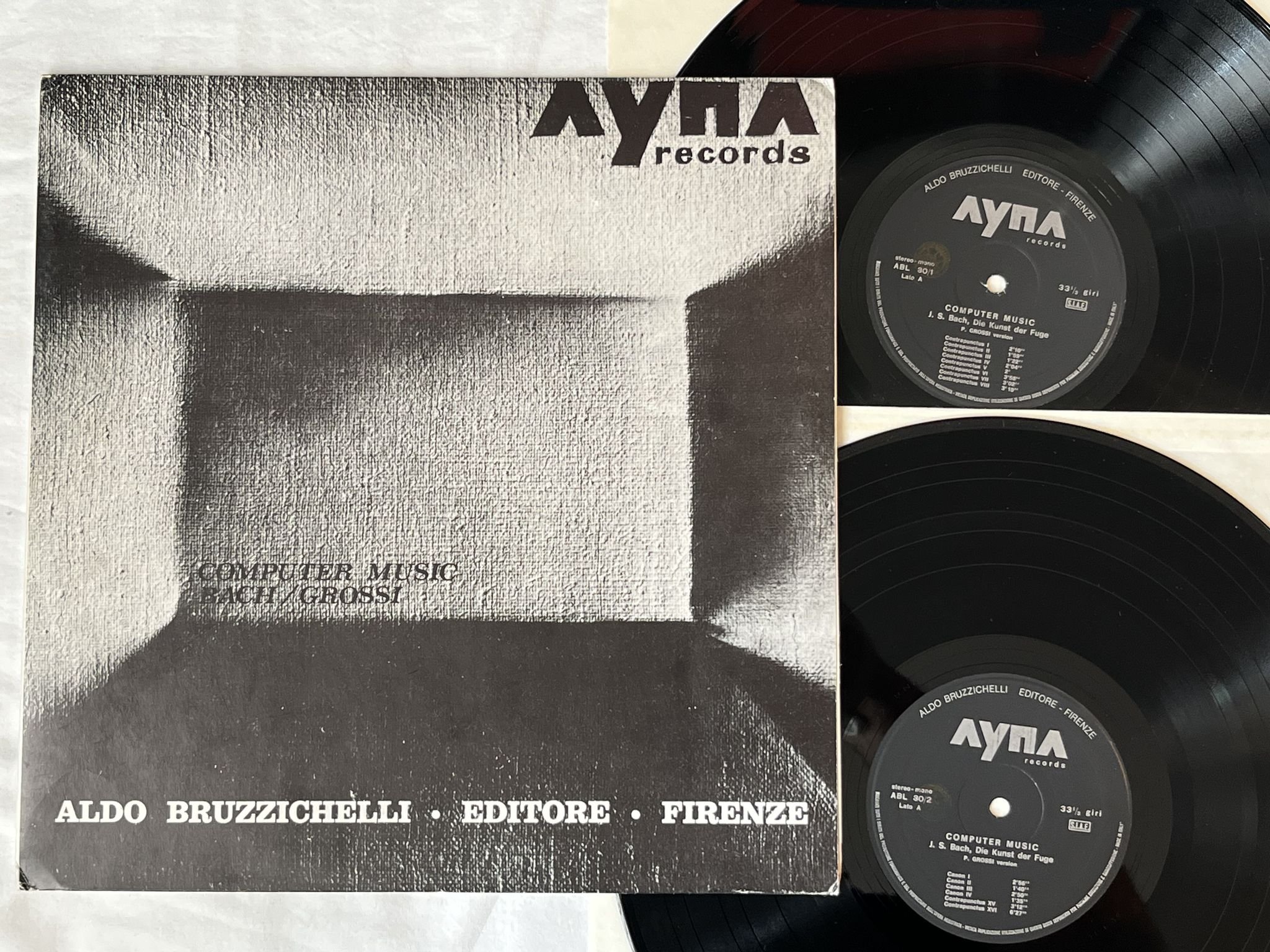 Omslagsbild för skivan PIETRO GROSSI Computer Music: Bach / Grossi 2xLP -80 ITA AYNA ABL 30
