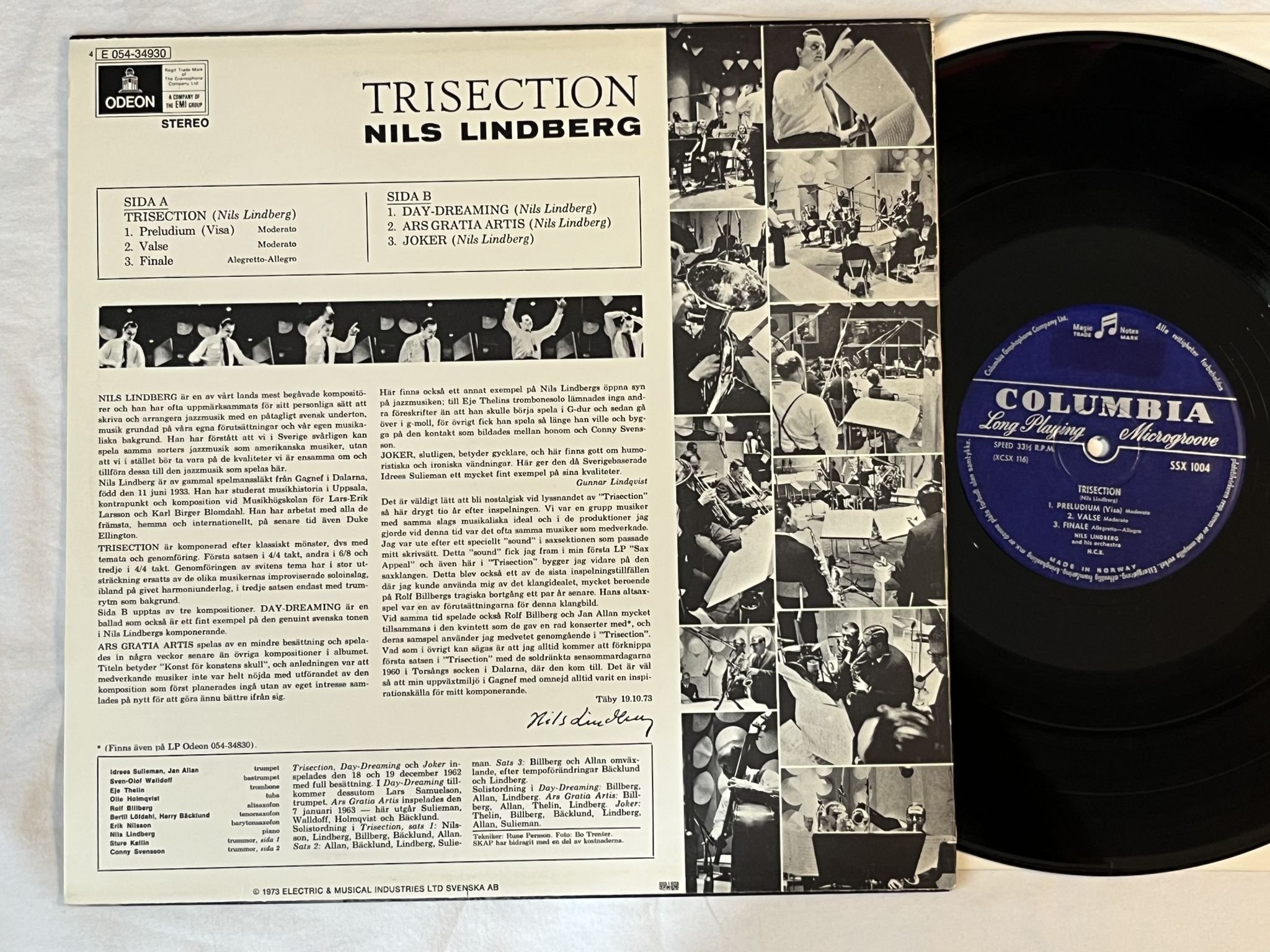 Omslagsbild för skivan NILS LINDBERG trisection LP -63 COLUMBIA mono SSX 1004