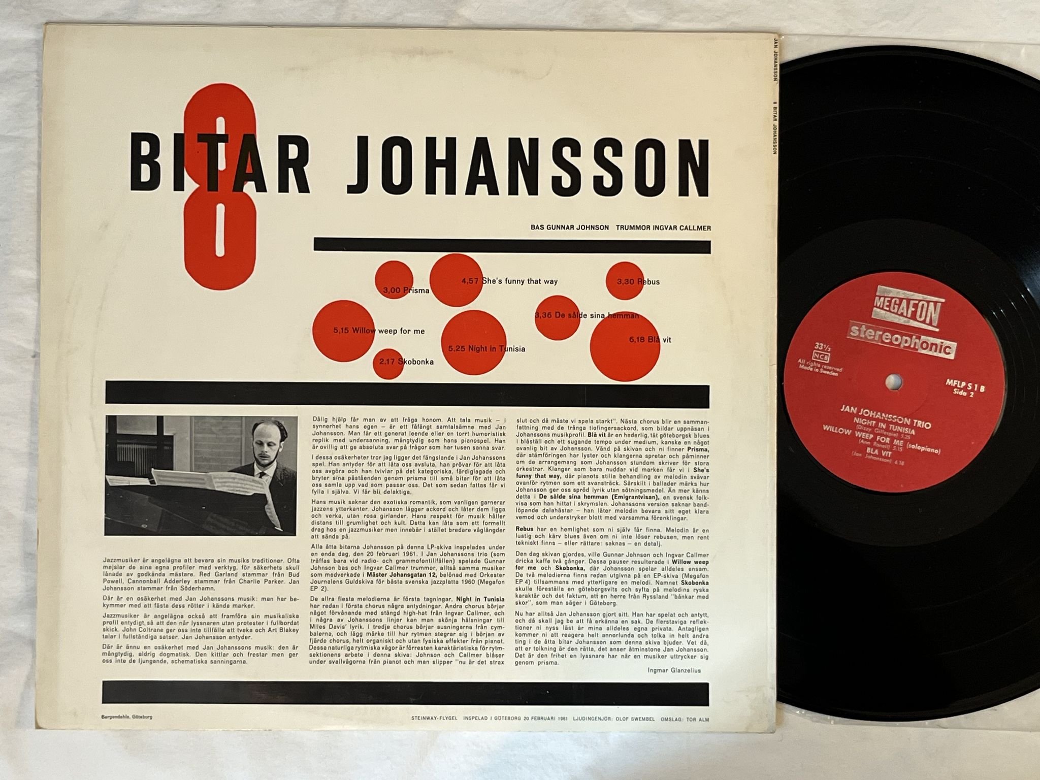 Omslagsbild för skivan JAN JOHANSSON 8 Bitar LP MEGAFON MFLP S 1