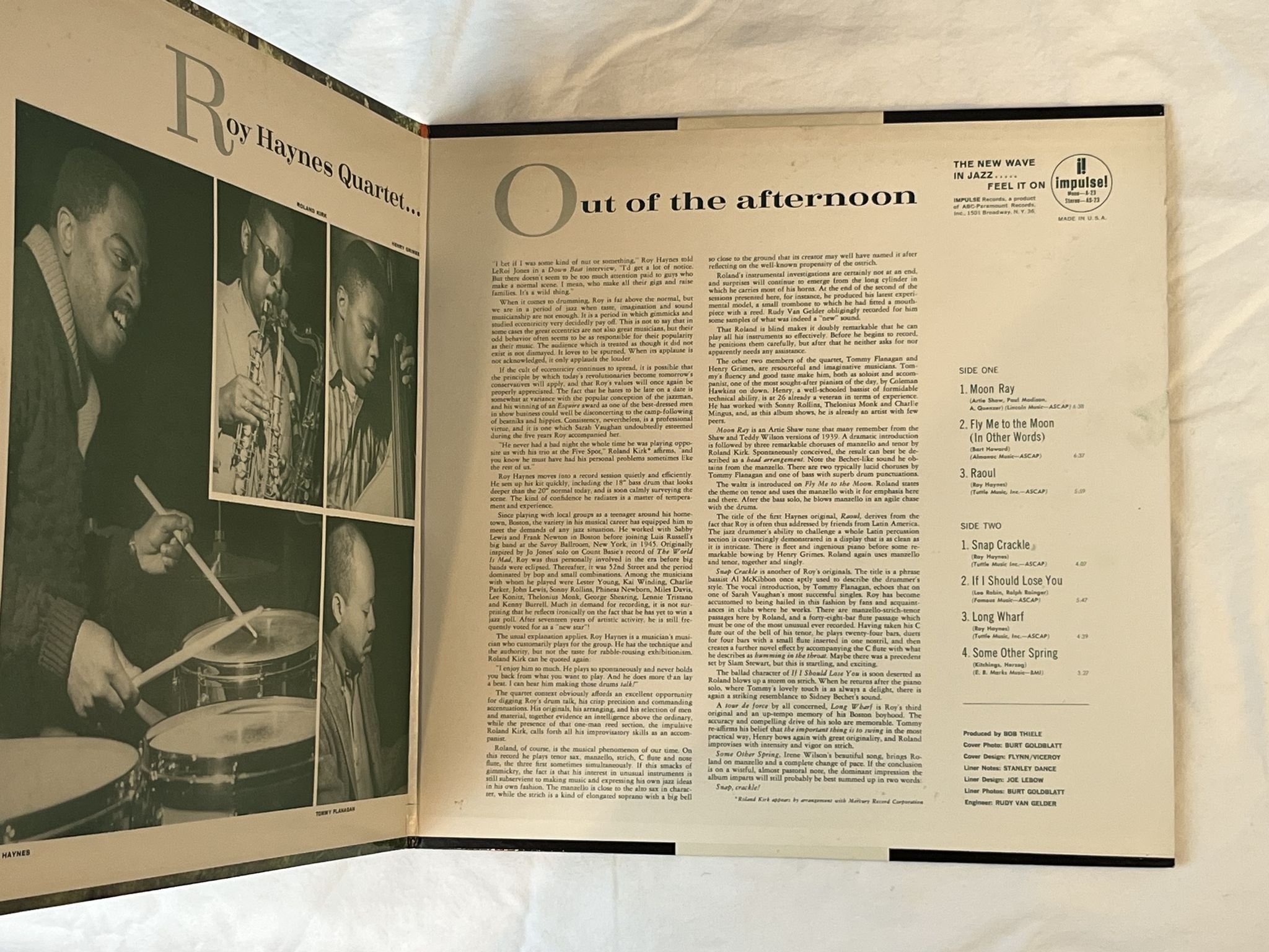 Omslagsbild för skivan ROY HAYNES QUARTET Out Of The Afternoon LP -62 US IMPULSE AS-23