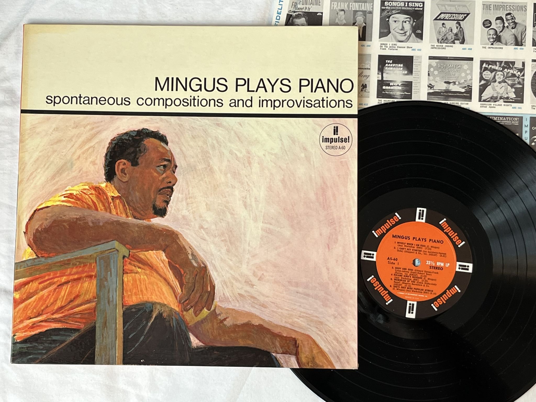 Omslagsbild för skivan CHARLES MINGUS Mingus Plays Piano LP -64 US IMPULSE AS-60