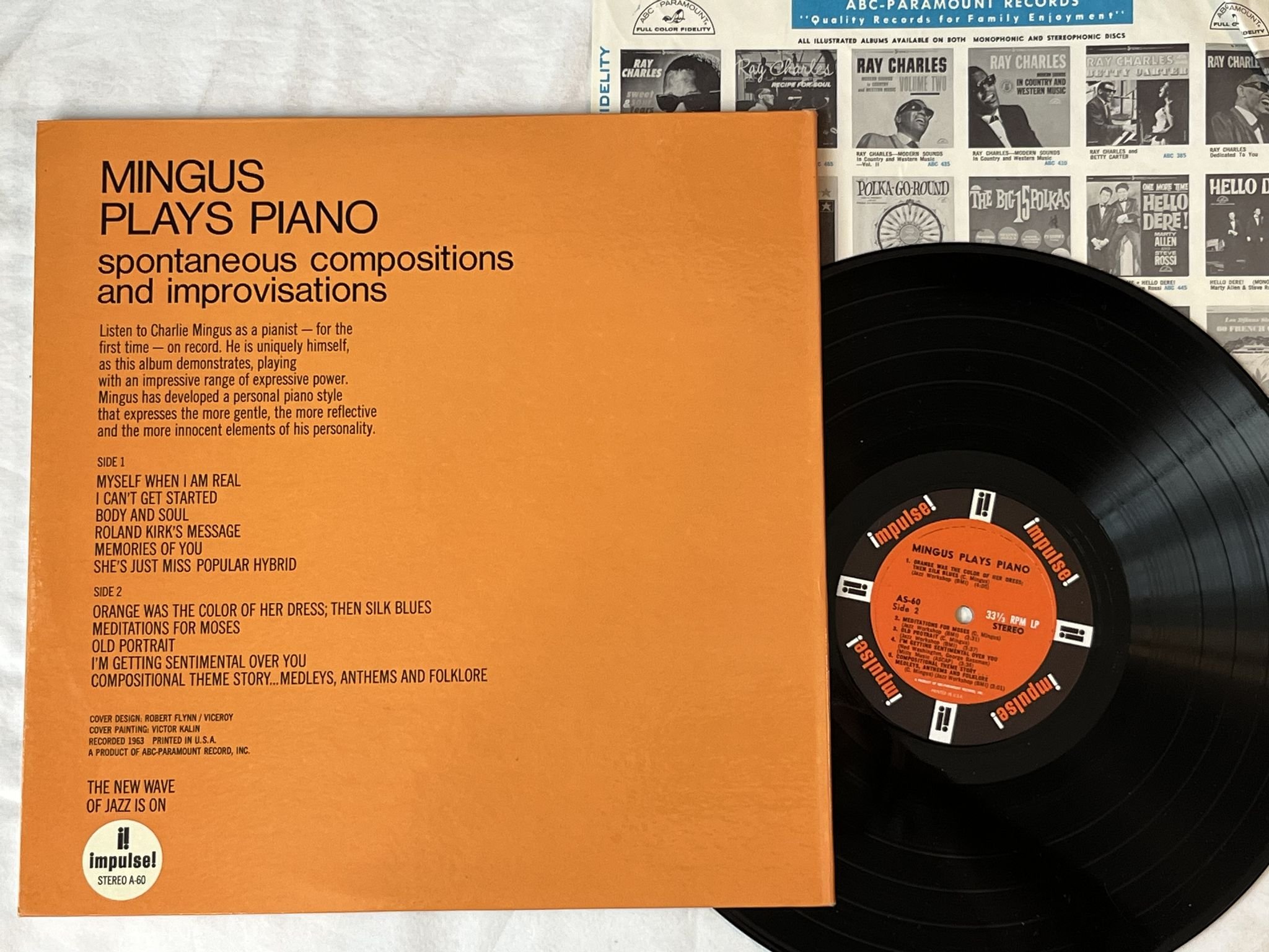 Omslagsbild för skivan CHARLES MINGUS Mingus Plays Piano LP -64 US IMPULSE AS-60