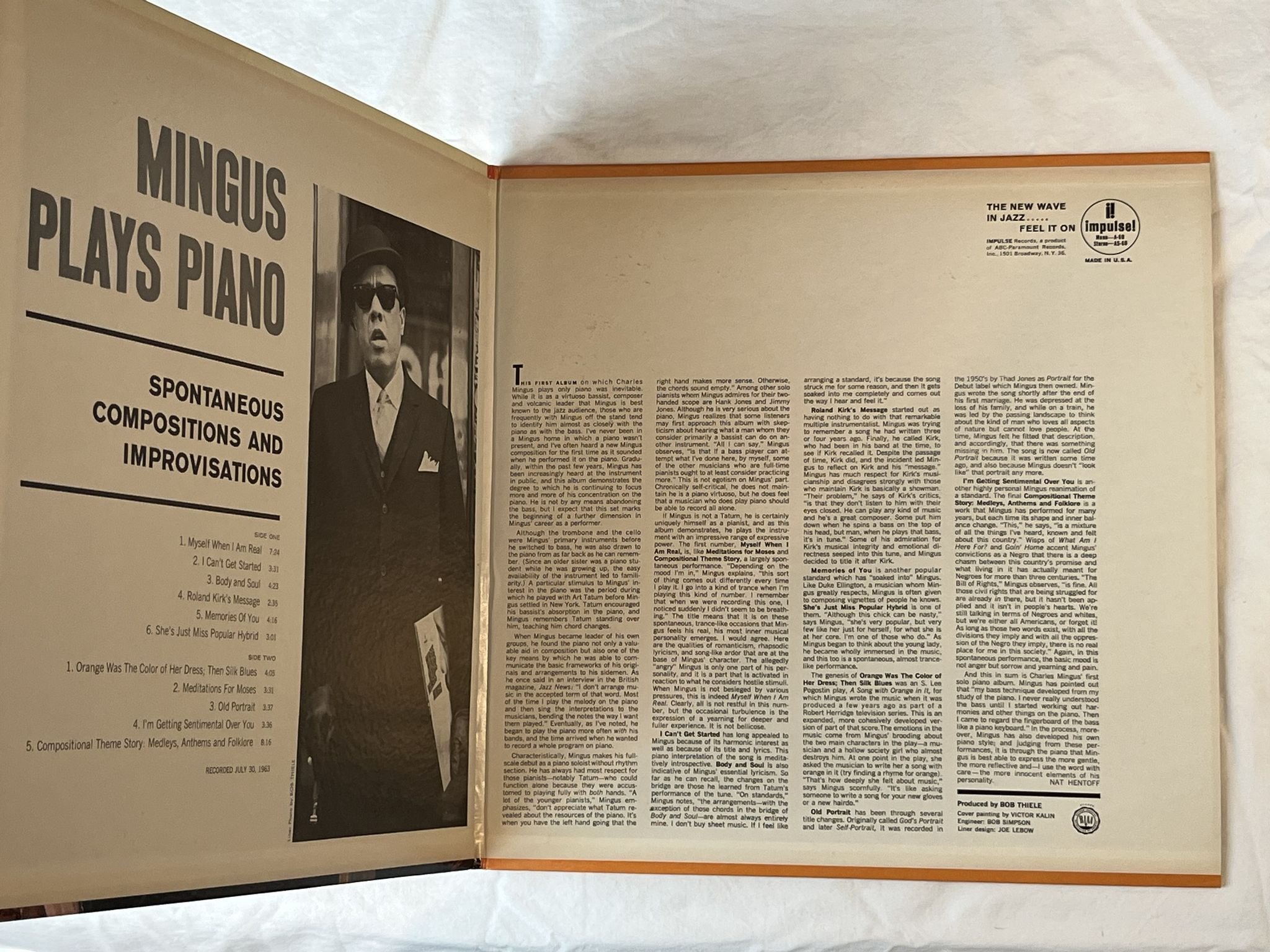 Omslagsbild för skivan CHARLES MINGUS Mingus Plays Piano LP -64 US IMPULSE AS-60