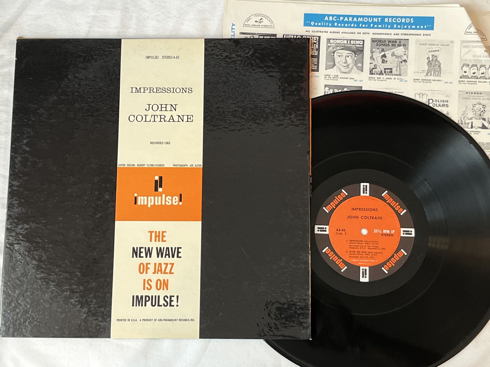 Omslagsbild för skivan JOHN COLTRANE Impressions LP -63 US IMPULSE AS-42