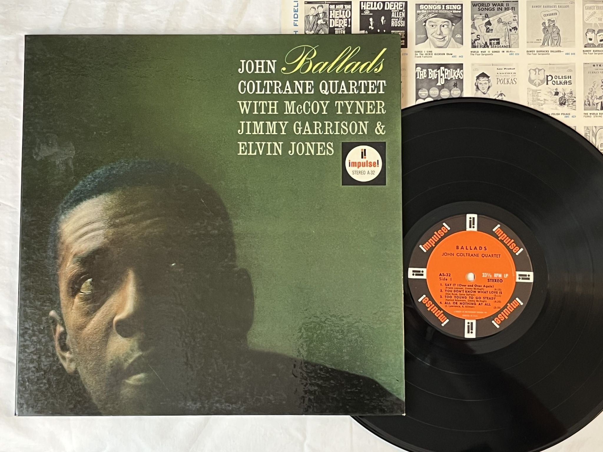 Omslagsbild för skivan JOHN COLTRANE QUARTET Ballads LP -63 US IMPULSE AS-32 *** CLASSIC ***