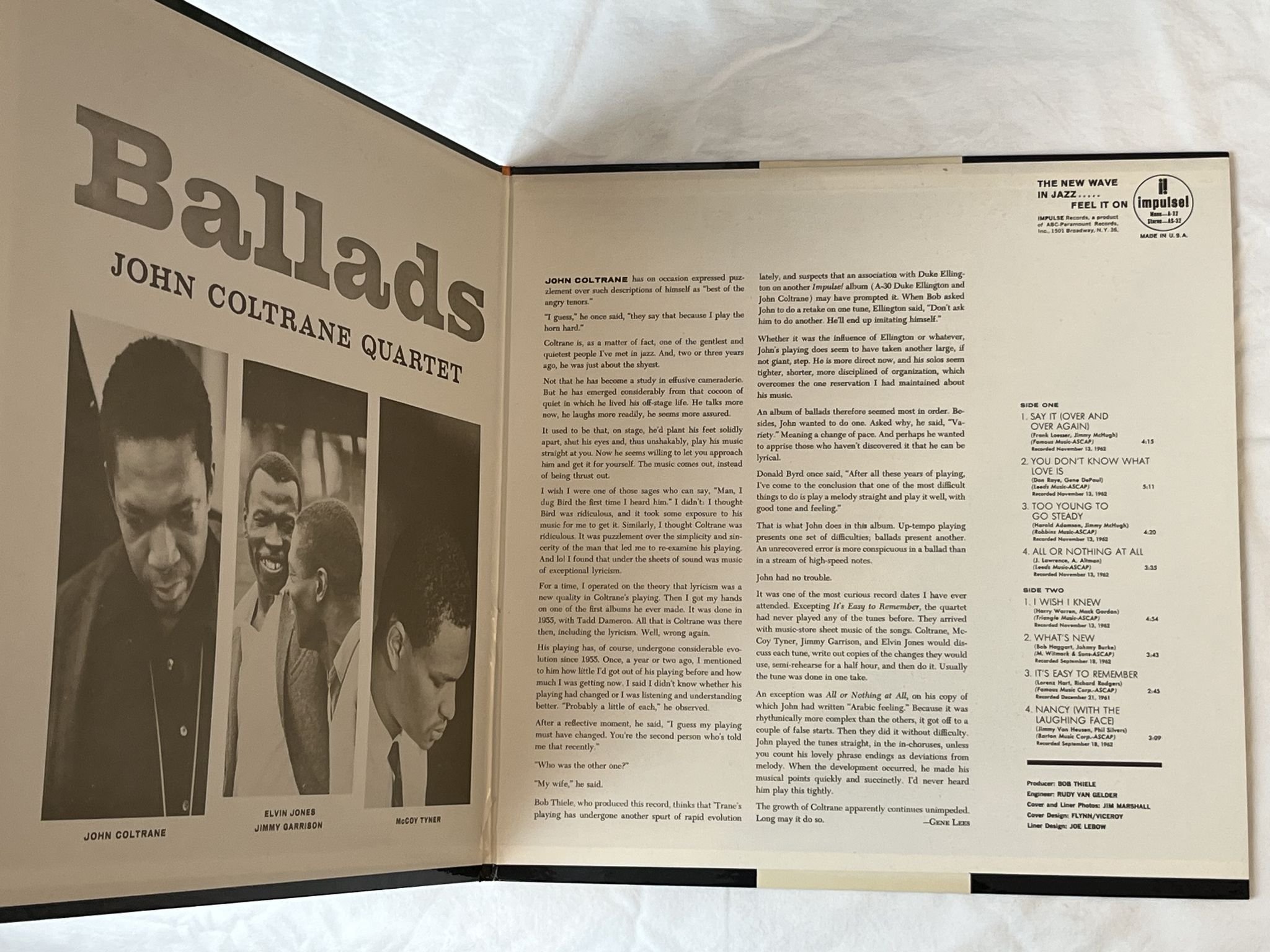 Omslagsbild för skivan JOHN COLTRANE QUARTET Ballads LP -63 US IMPULSE AS-32 *** CLASSIC ***