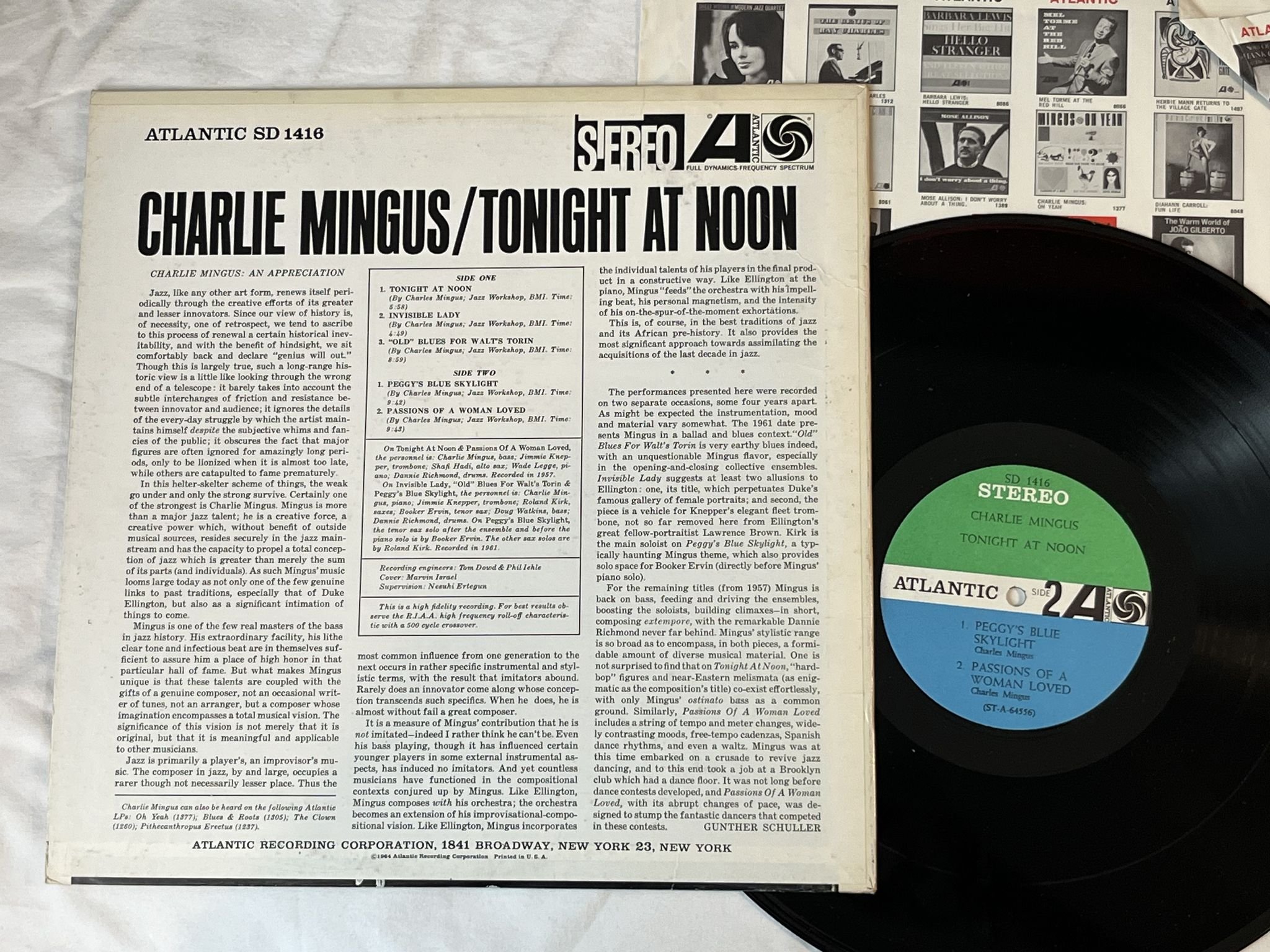 Omslagsbild för skivan CHARLIE MINGUS tonight at noon LP -64 US ATLANTIC SD 1416