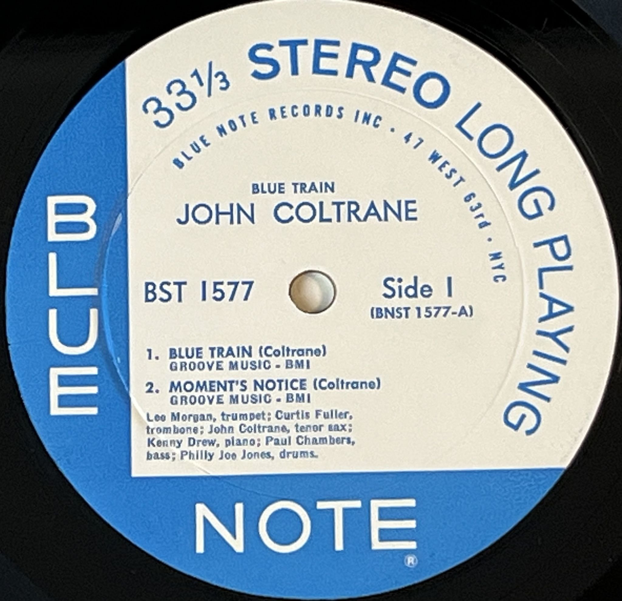 Omslagsbild för skivan JOHN COLTRANE blue train LP -60 US BLUE NOTE BST 1577 *** AMAZING CLASSIC ***